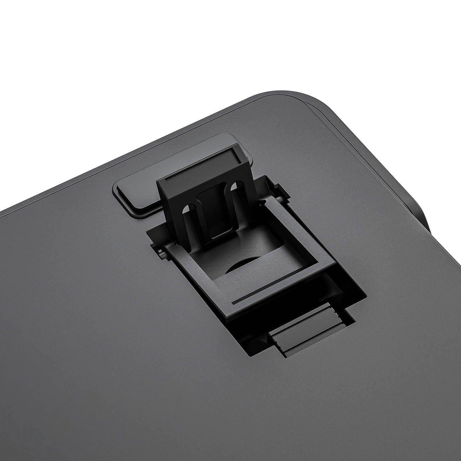 Base of ATTACK SHARK X85PRO keyboard showing adjustable feet and mounting structure.