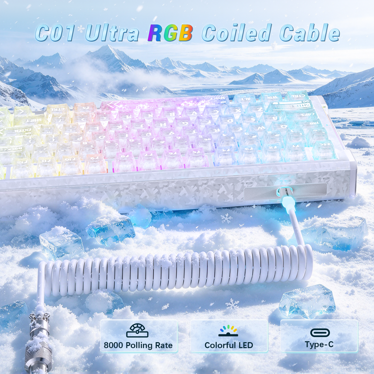 ATTACK SHARK R86 HE Carbon Fiber Wired Rapid Trigger Magnetic Switch Gaming Keyboard with C01 ULTRA RGB Coiled Cable