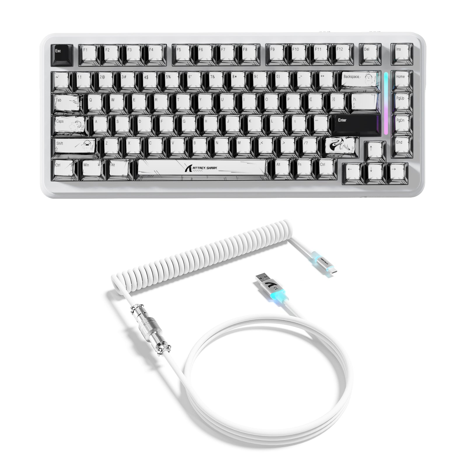 ATTACK SHARK X82PRO HE Magnetic Keyboard With C01Ultra RGB Coiled Cable
