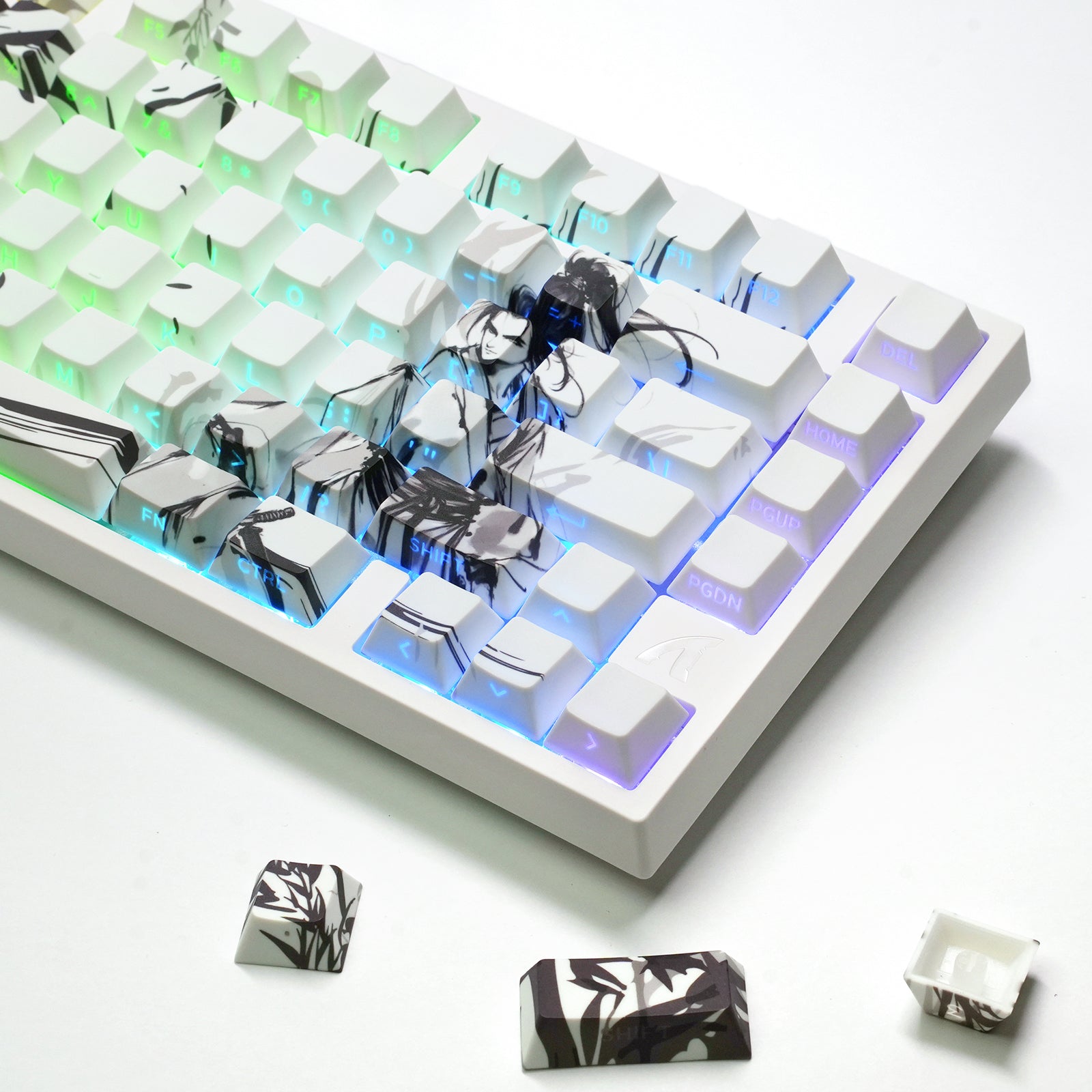 ATTACK SHARK SK02 129키 PBT 측면 인쇄 키캡, ANSI/ISO, 나이트 에런트