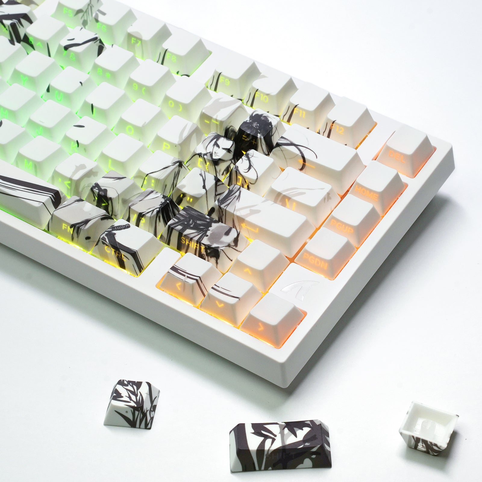 ATTACK SHARK SK02 129키 PBT 측면 인쇄 키캡, ANSI/ISO, 나이트 에런트