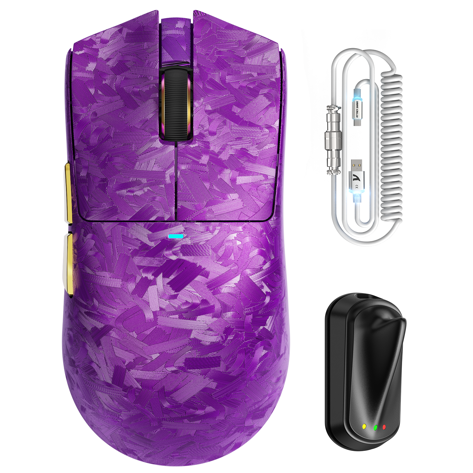 Ratón inalámbrico para juegos ATTACK SHARK X11 ULTRA de fibra de carbono con cable LED C06 Ultra