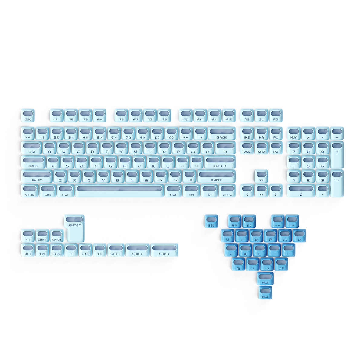 ATTACK SHARK SK07 131 toetsen Prism Shine-Through-toetskappen, ANSI, wit