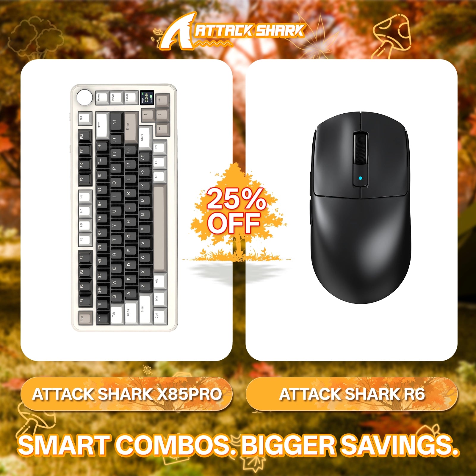 ATTACK SHARK X85PRO Tri-Mode Gasket Mechanische Tastatur + R6 Kabellose Gaming-Maus im Bundle