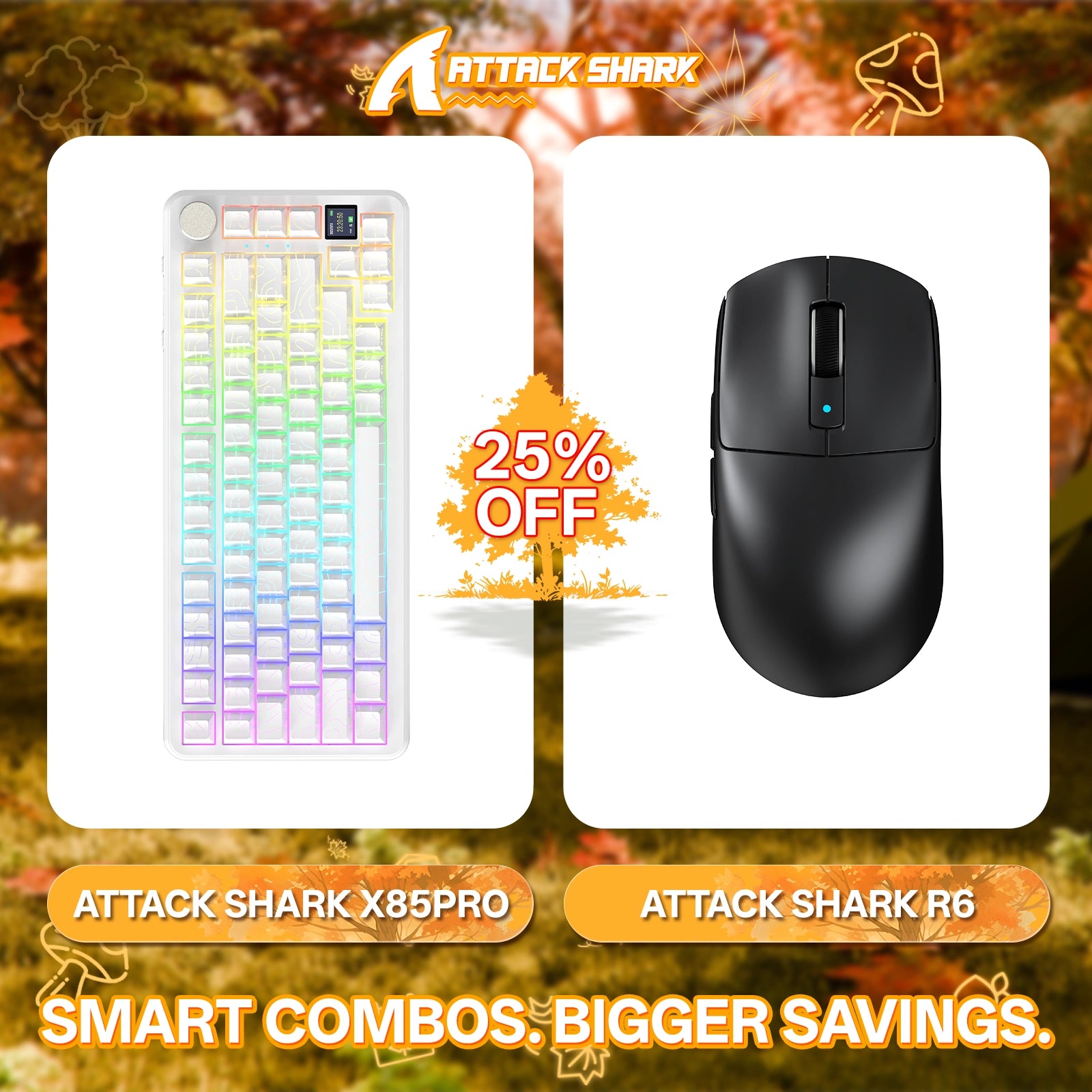 ATTACK SHARK X85PRO Tri-Mode Gasket Mechanische Tastatur + R6 Kabellose Gaming-Maus im Bundle