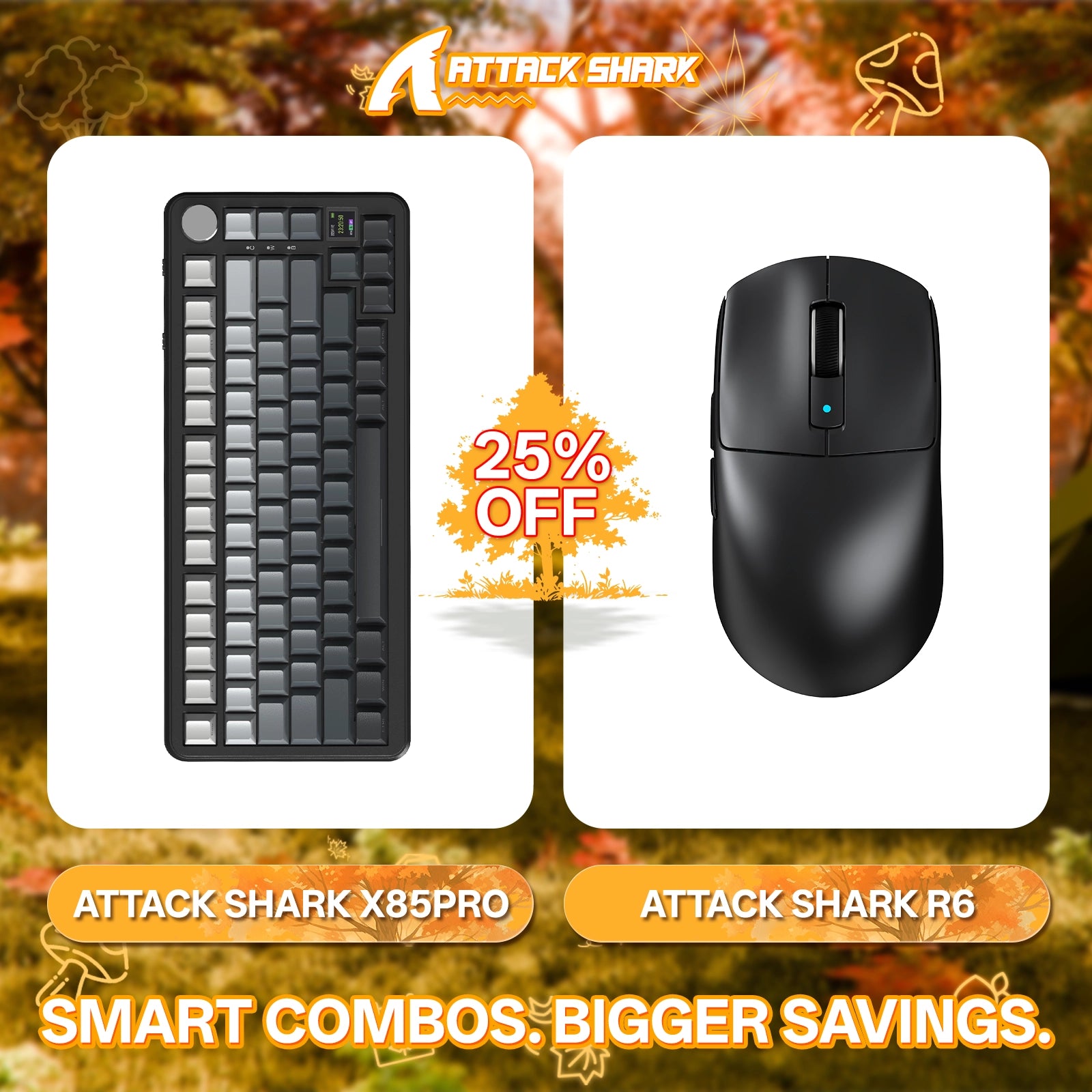 ATTACK SHARK X85PRO Tri-Mode Gasket Mechanische Tastatur + R6 Kabellose Gaming-Maus im Bundle