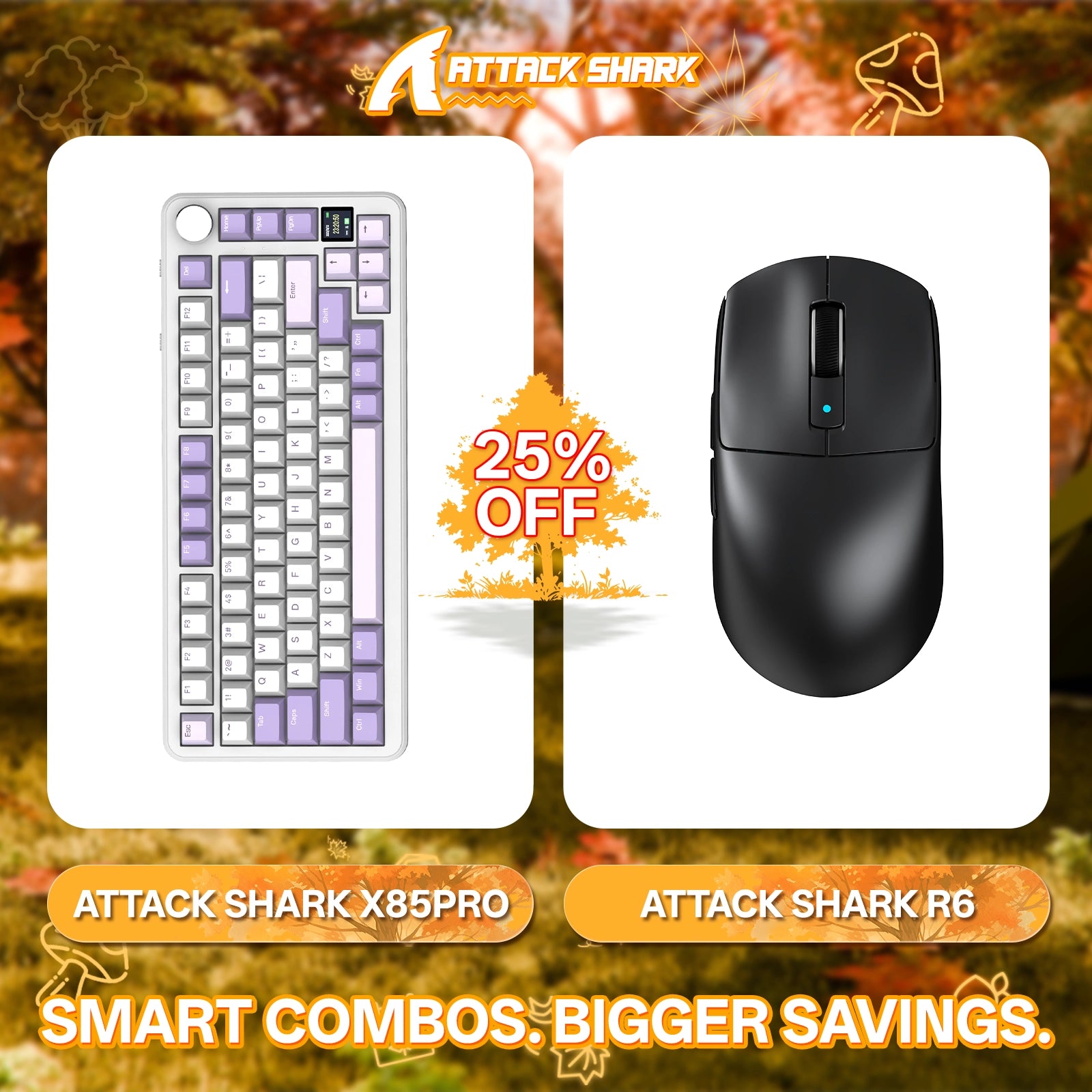 ATTACK SHARK X85PRO Tri-Mode Gasket Mechanische Tastatur + R6 Kabellose Gaming-Maus im Bundle