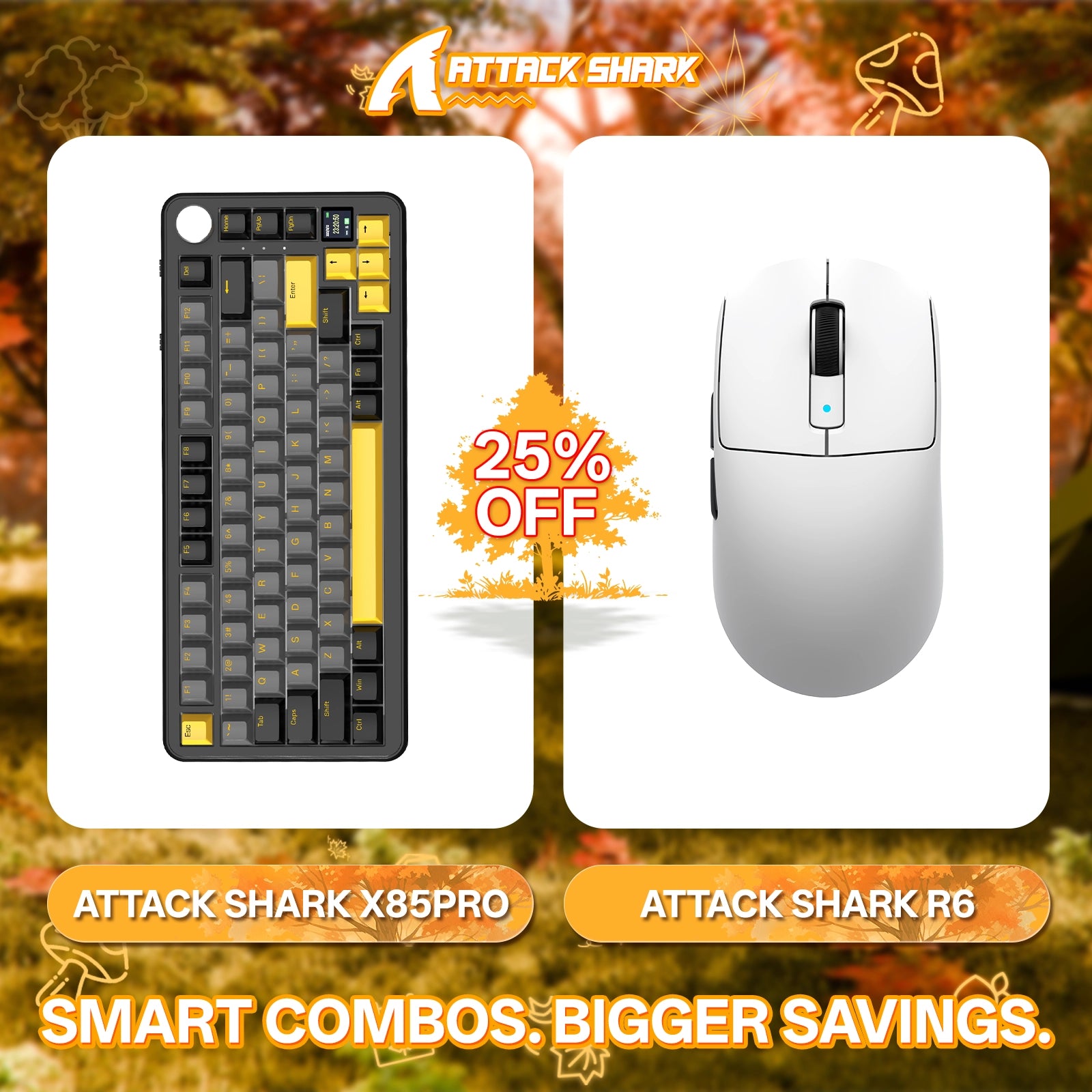 ATTACK SHARK X85PRO Tri-Mode Gasket Mechanische Tastatur + R6 Kabellose Gaming-Maus im Bundle