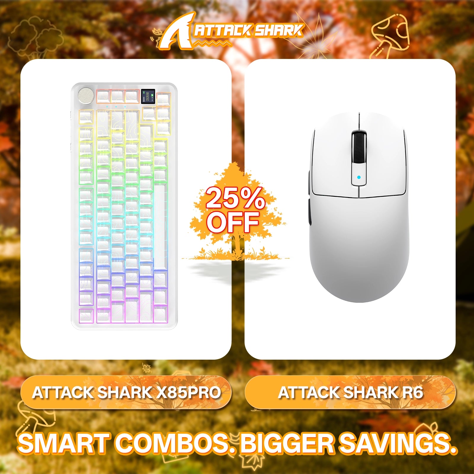ATTACK SHARK X85PRO Tri-Mode Gasket Mechanische Tastatur + R6 Kabellose Gaming-Maus im Bundle