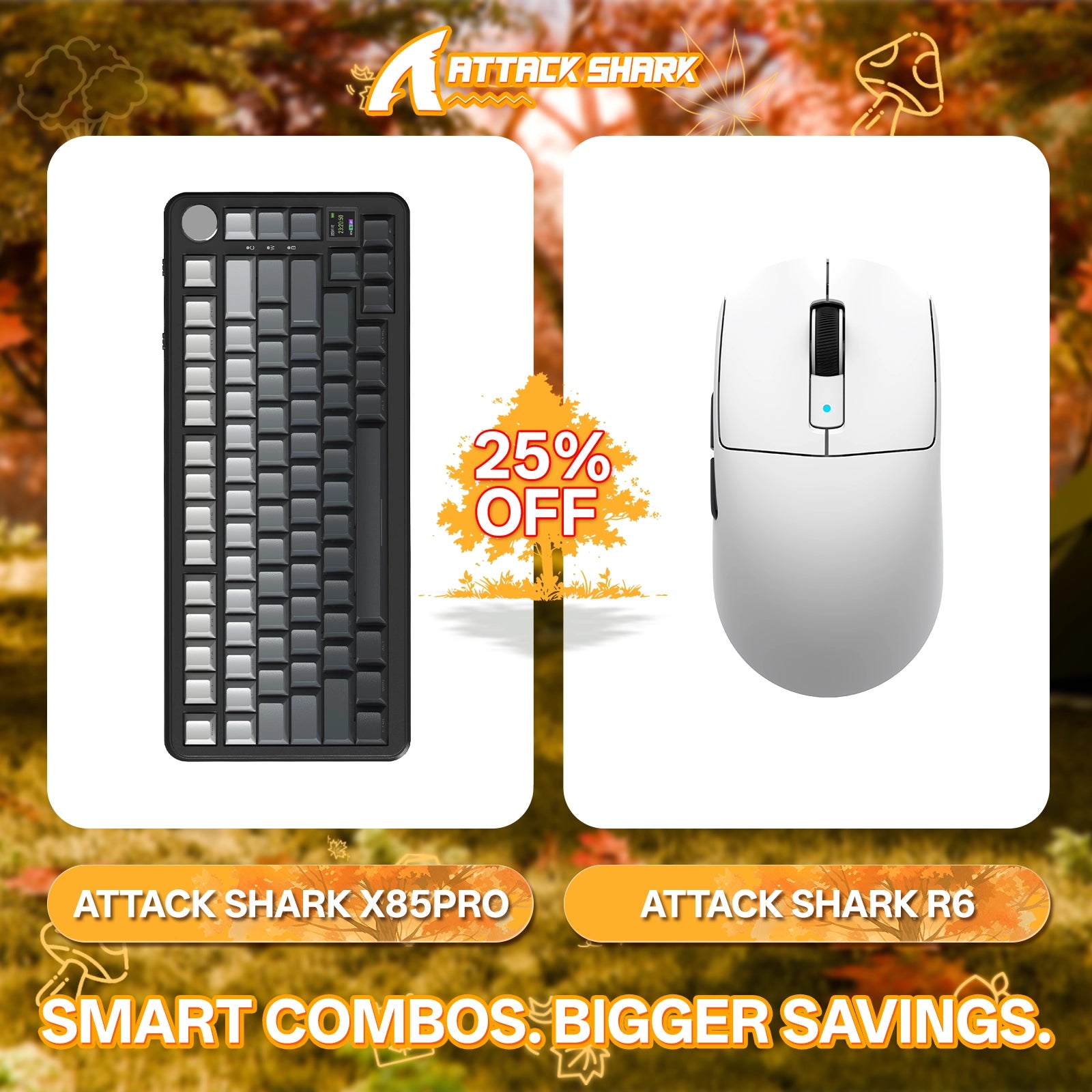 ATTACK SHARK X85PRO Tri-Mode Gasket Mechanische Tastatur + R6 Kabellose Gaming-Maus im Bundle