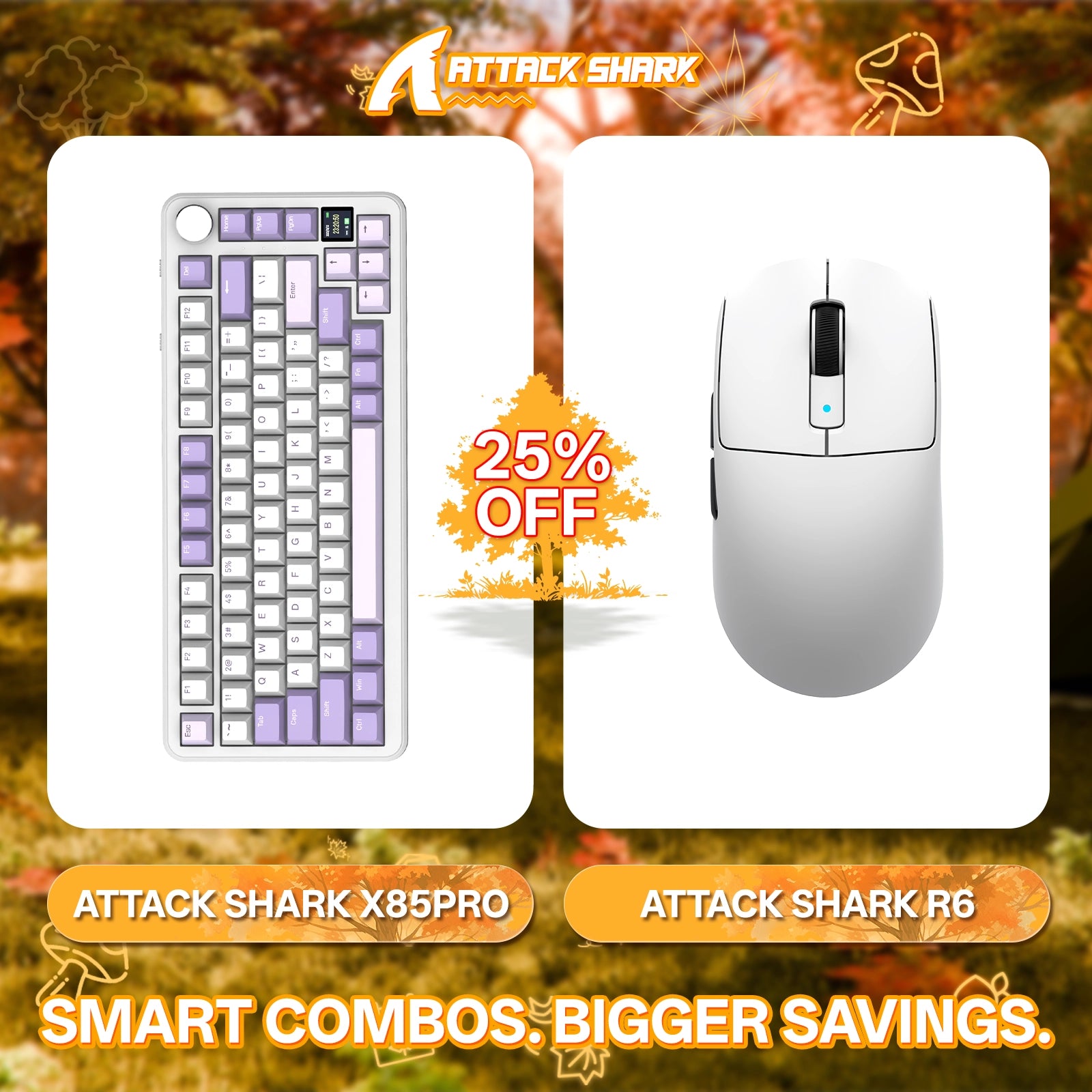 ATTACK SHARK X85PRO Tri-Mode Gasket Mechanische Tastatur + R6 Kabellose Gaming-Maus im Bundle