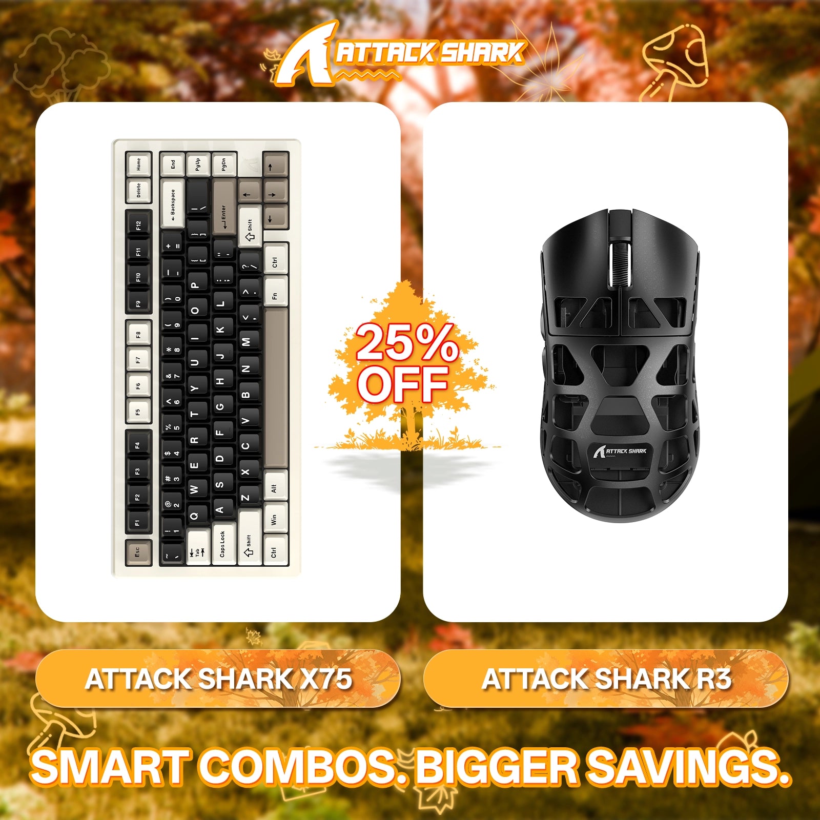 ATTACK SHARK X75 Vollaluminium-Tastatur + R3 Magnesiumlegierung-Gaming-Maus-Paket