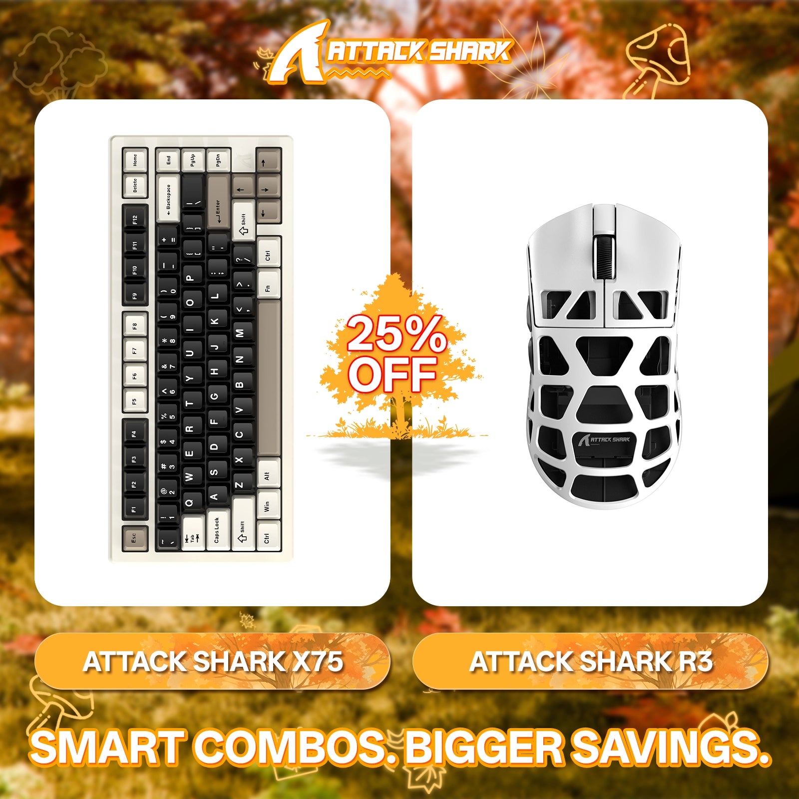 ATTACK SHARK X75 Vollaluminium-Tastatur + R3 Magnesiumlegierung-Gaming-Maus-Paket