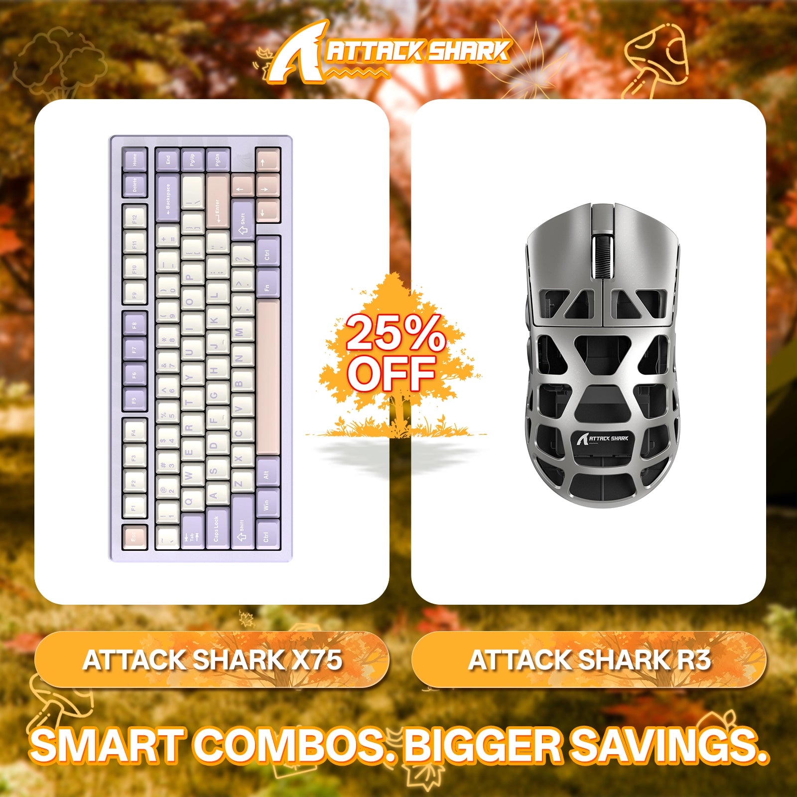 ATTACK SHARK X75 Vollaluminium-Tastatur + R3 Magnesiumlegierung-Gaming-Maus-Paket