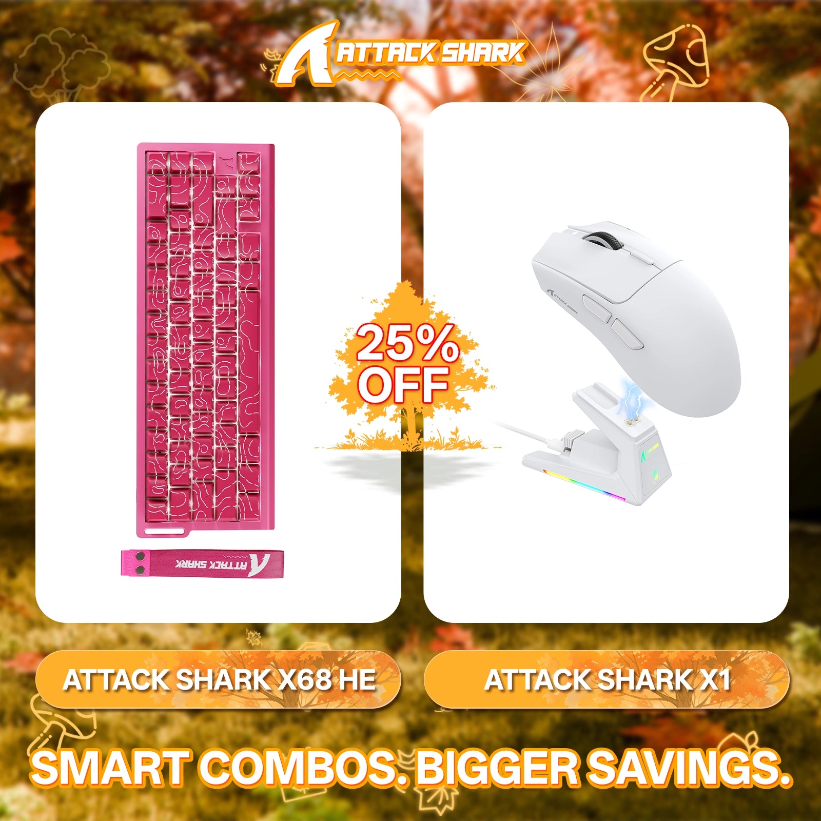 ATTACK SHARK X68HE Rapid Trigger-Tastatur + X1 Wireless Gaming-Maus im Bundle