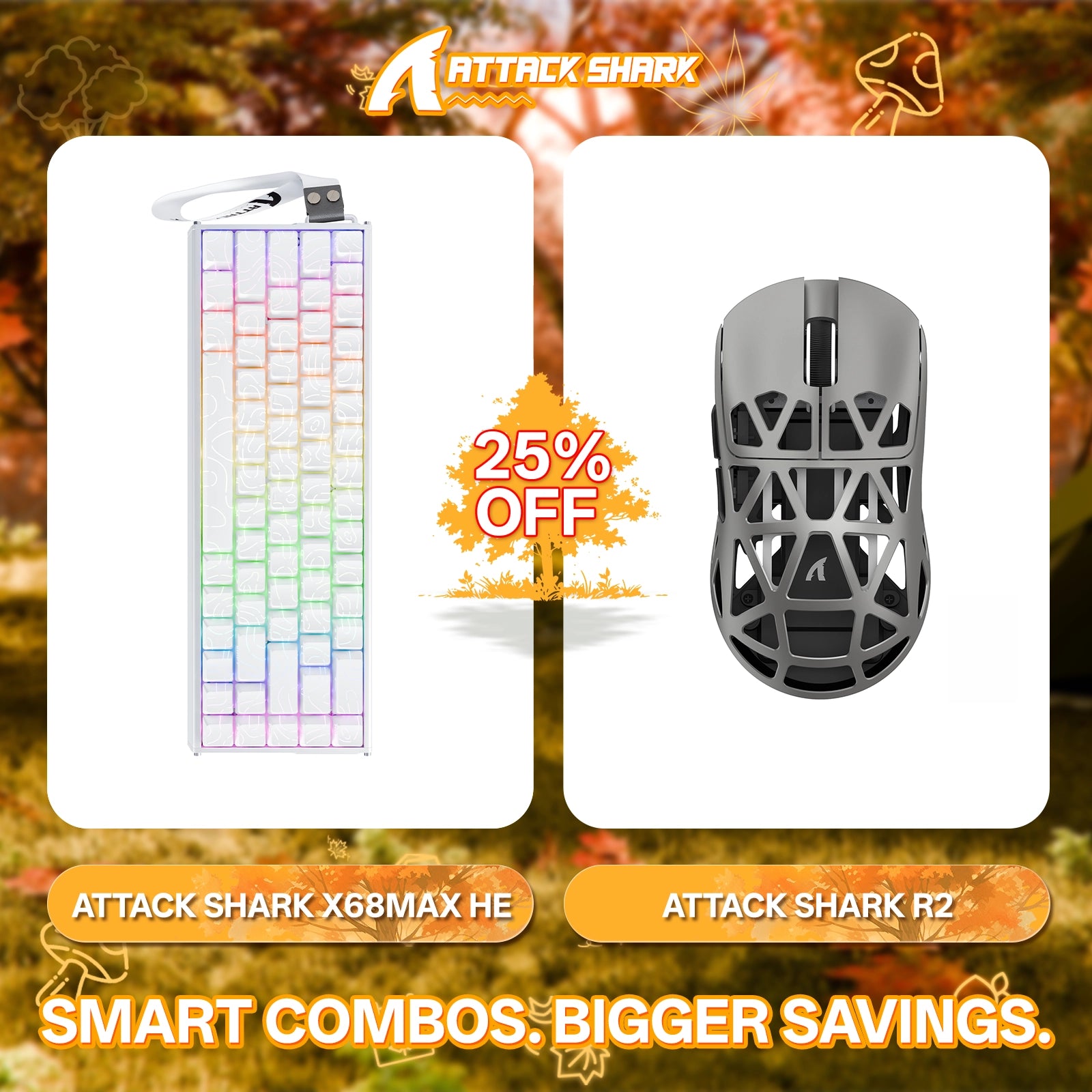 ATTACK SHARK X68MAX HE Rapid Trigger Aluminium-Tastatur + R2 Kabellose Gaming-Maus aus Magnesiumlegierung im Bundle
