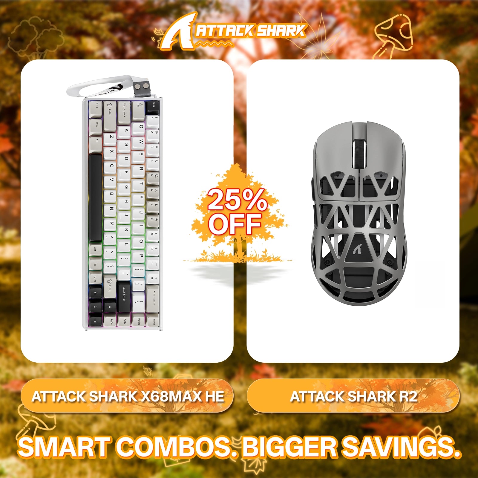ATTACK SHARK X68MAX HE Rapid Trigger Aluminium-Tastatur + R2 Kabellose Gaming-Maus aus Magnesiumlegierung im Bundle