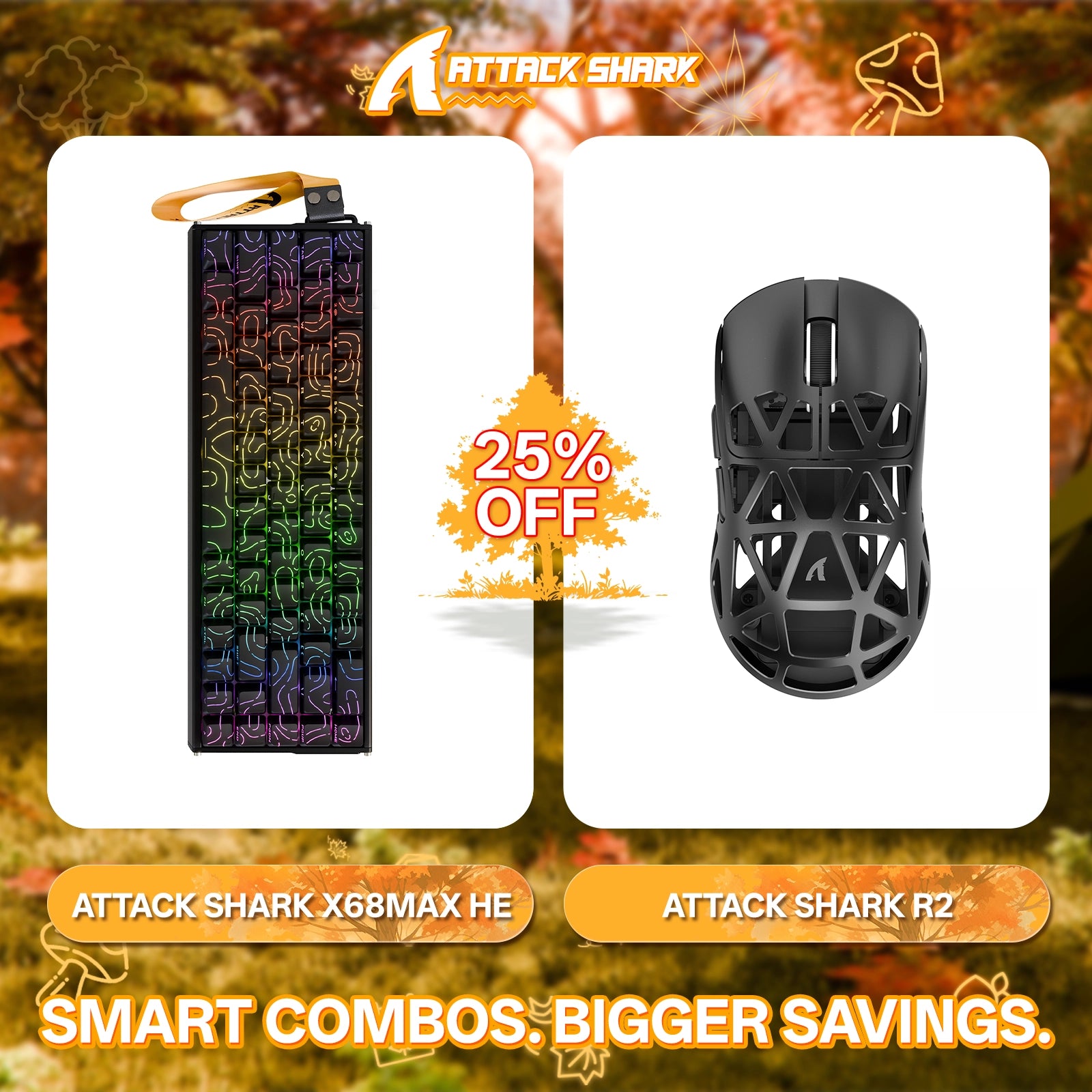 ATTACK SHARK X68MAX HE Rapid Trigger Aluminium-Tastatur + R2 Kabellose Gaming-Maus aus Magnesiumlegierung im Bundle