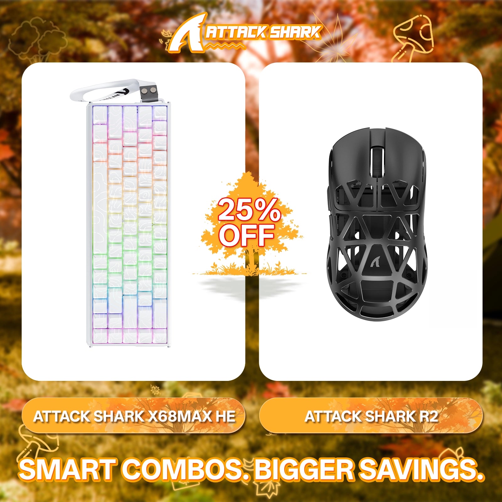 ATTACK SHARK X68MAX HE Rapid Trigger Aluminium-Tastatur + R2 Kabellose Gaming-Maus aus Magnesiumlegierung im Bundle
