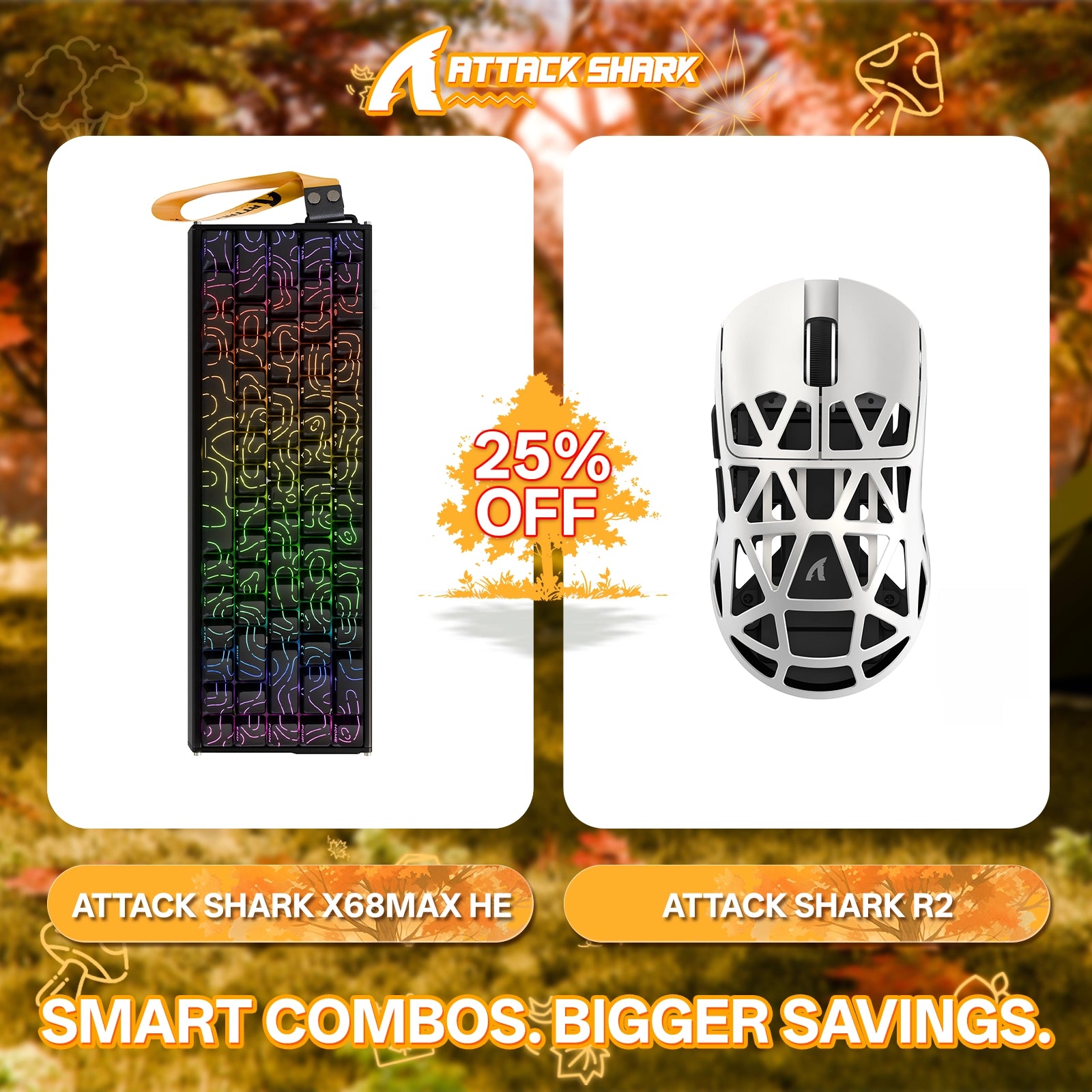 ATTACK SHARK X68MAX HE Rapid Trigger Aluminium-Tastatur + R2 Kabellose Gaming-Maus aus Magnesiumlegierung im Bundle