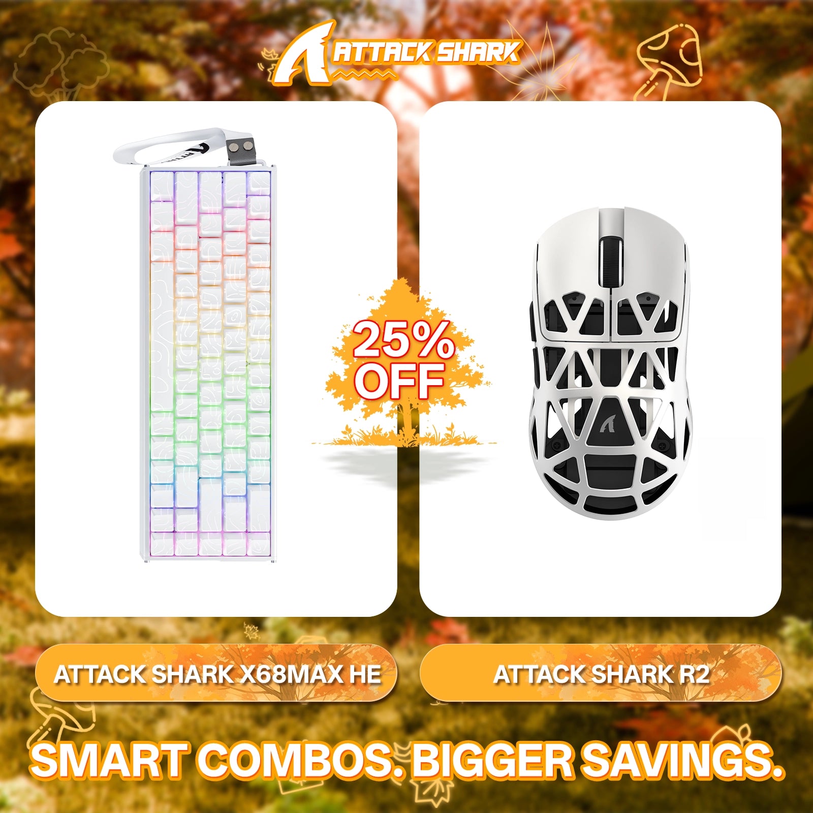 ATTACK SHARK X68MAX HE Rapid Trigger Aluminium-Tastatur + R2 Kabellose Gaming-Maus aus Magnesiumlegierung im Bundle