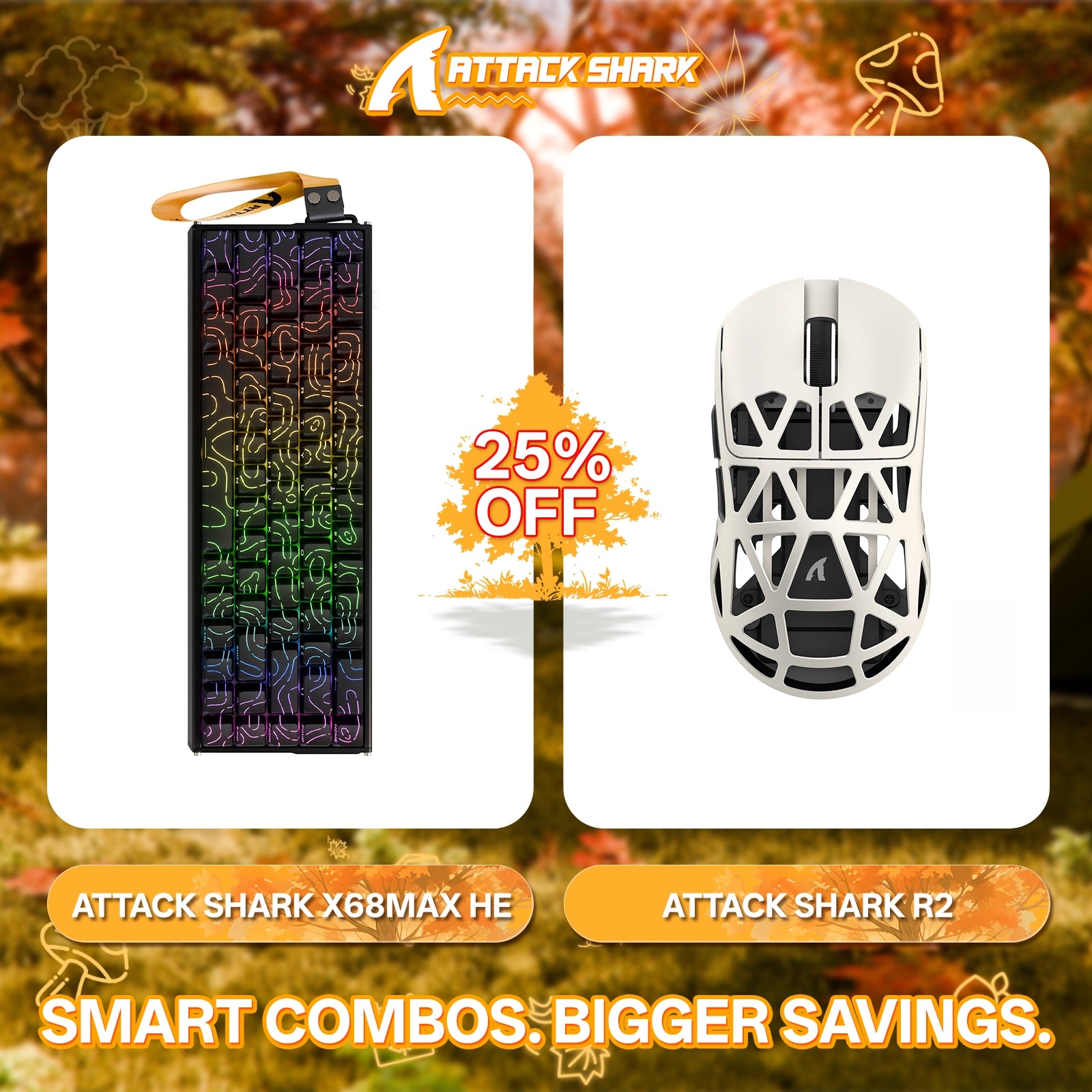 ATTACK SHARK X68MAX HE Rapid Trigger Aluminium-Tastatur + R2 Kabellose Gaming-Maus aus Magnesiumlegierung im Bundle