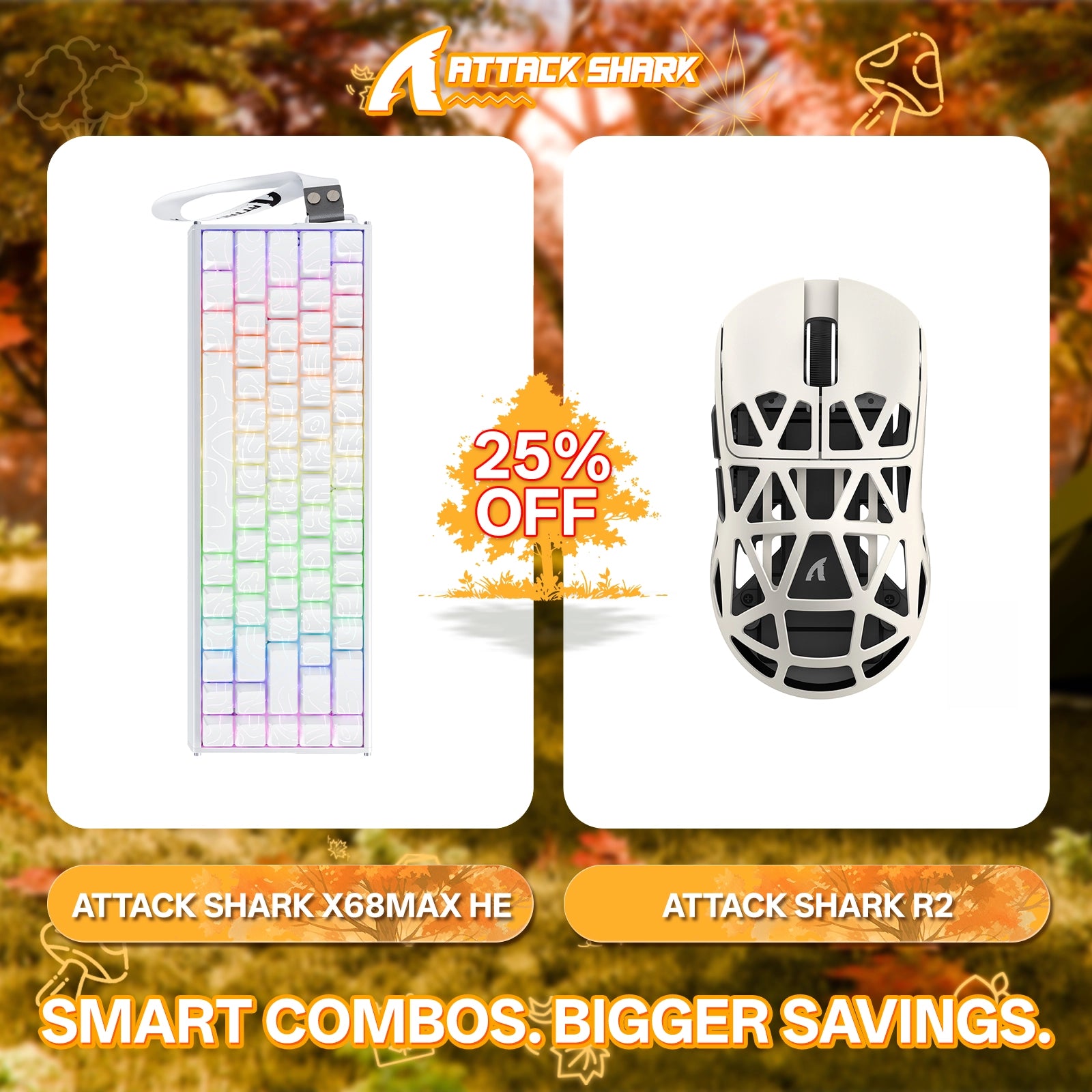 ATTACK SHARK X68MAX HE Rapid Trigger Aluminium-Tastatur + R2 Kabellose Gaming-Maus aus Magnesiumlegierung im Bundle