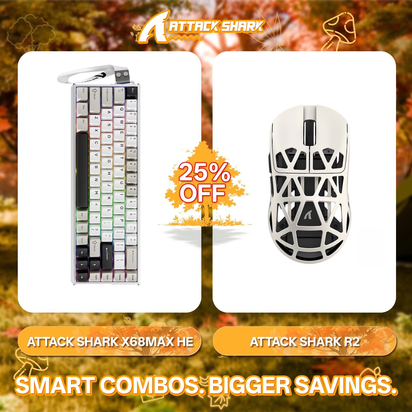 ATTACK SHARK X68MAX HE Rapid Trigger Aluminium-Tastatur + R2 Kabellose Gaming-Maus aus Magnesiumlegierung im Bundle