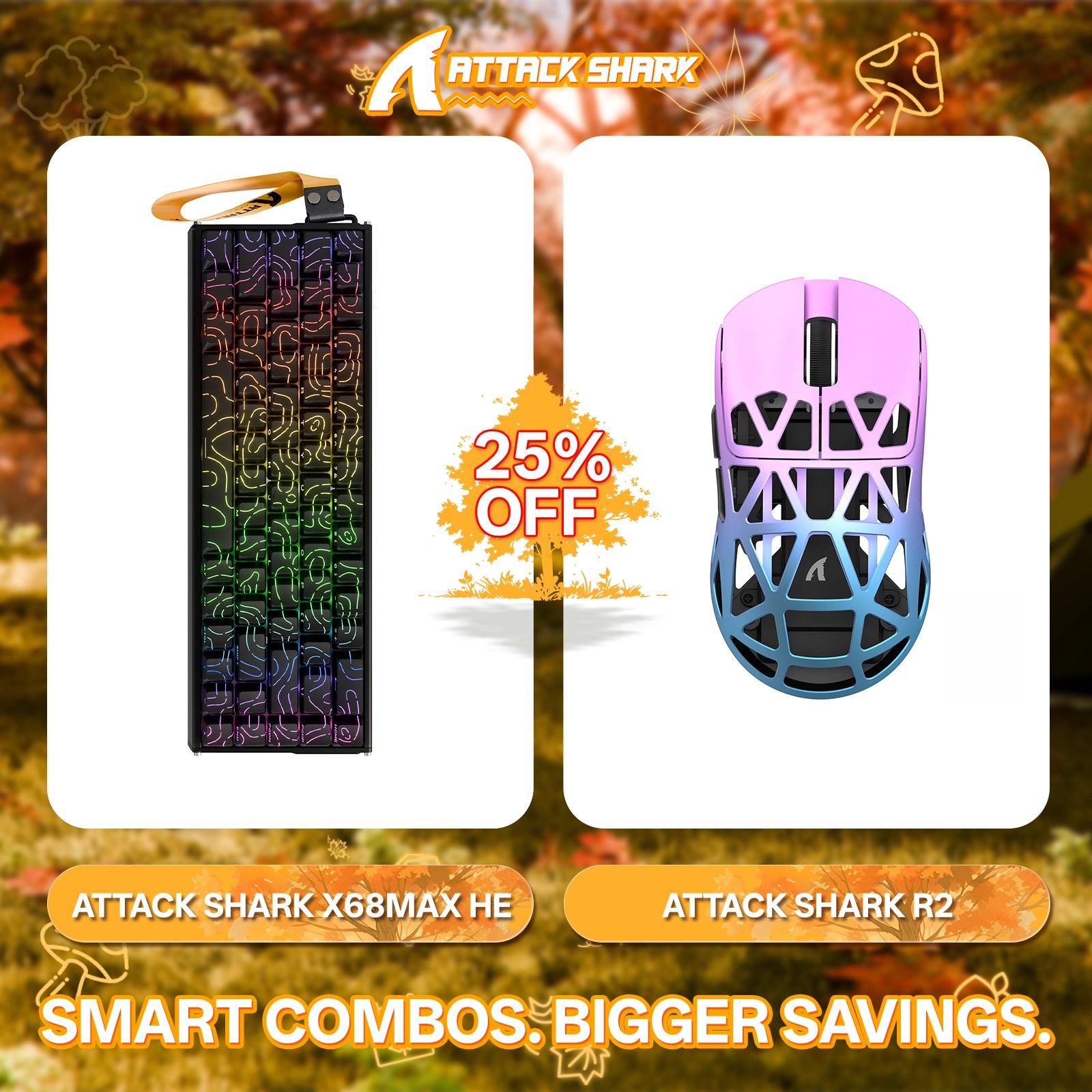 ATTACK SHARK X68MAX HE Rapid Trigger Aluminium-Tastatur + R2 Kabellose Gaming-Maus aus Magnesiumlegierung im Bundle