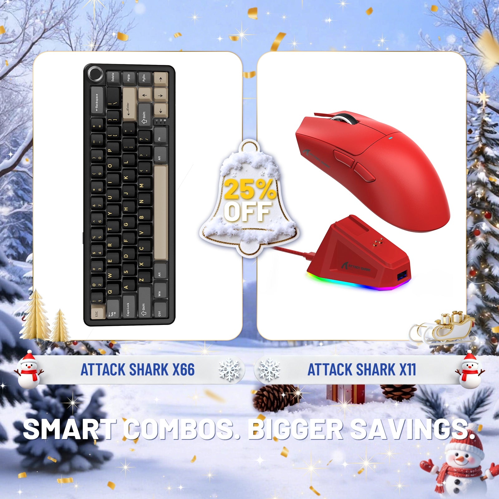 ATTACK SHARK X66 ワイヤレスメカニカルキーボード + X11 ワイヤレスゲーミングマウス