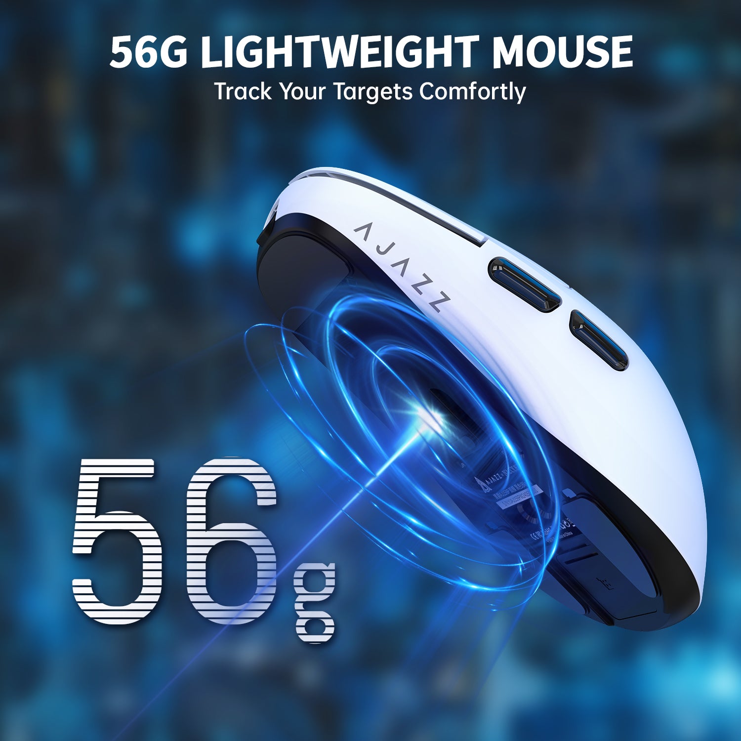 AJAZZ 56g lightweight gaming mouse for comfortable tracking during gameplay.