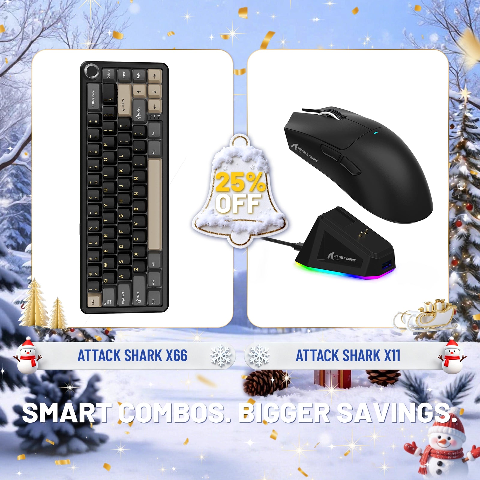 ATTACK SHARK X66 ワイヤレスメカニカルキーボード + X11 ワイヤレスゲーミングマウス