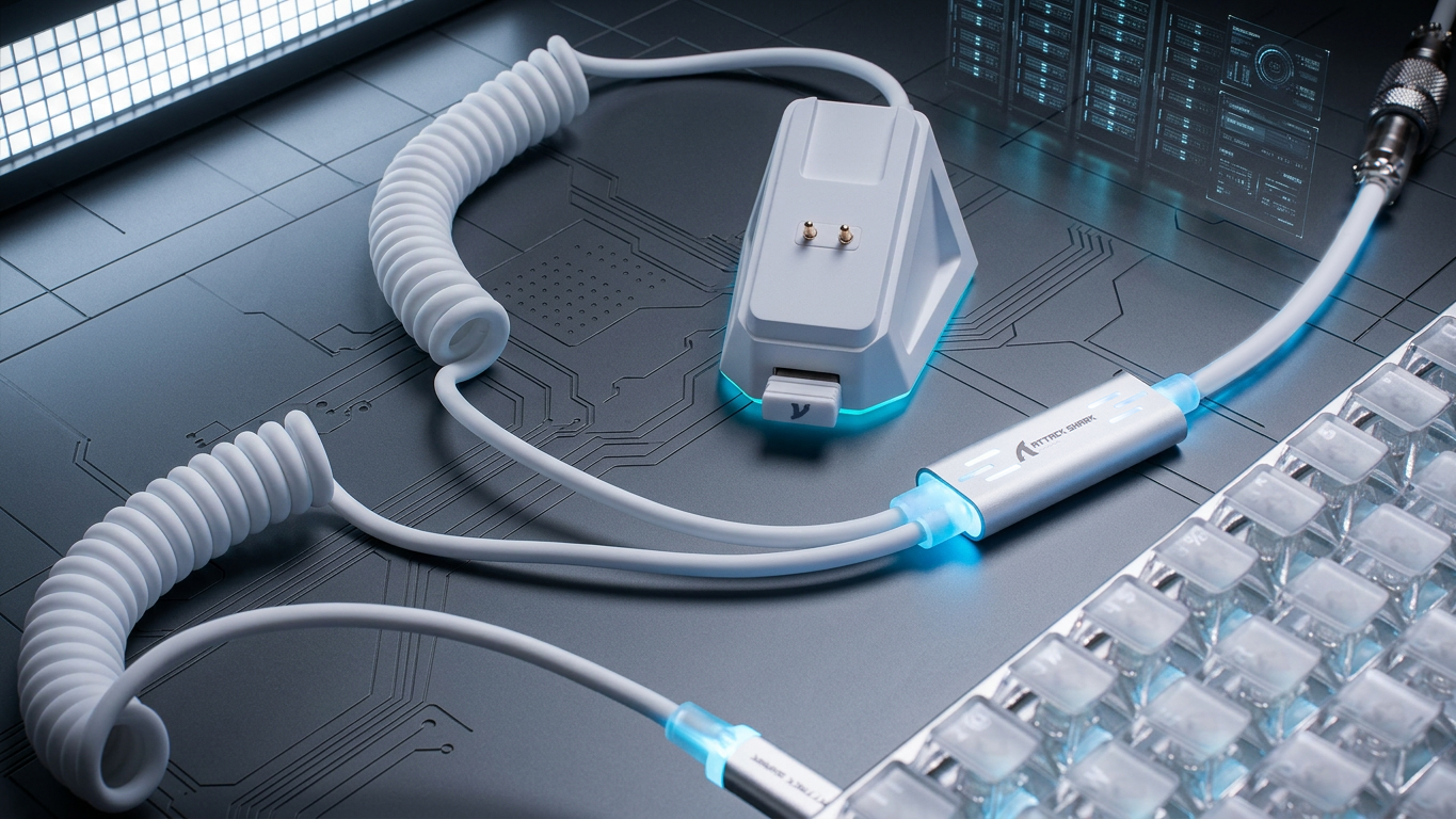 ATTACK SHARK C08 Cabo de Aviação Personalizado 2 em 1 para Teclados Magnéticos de 8kHz