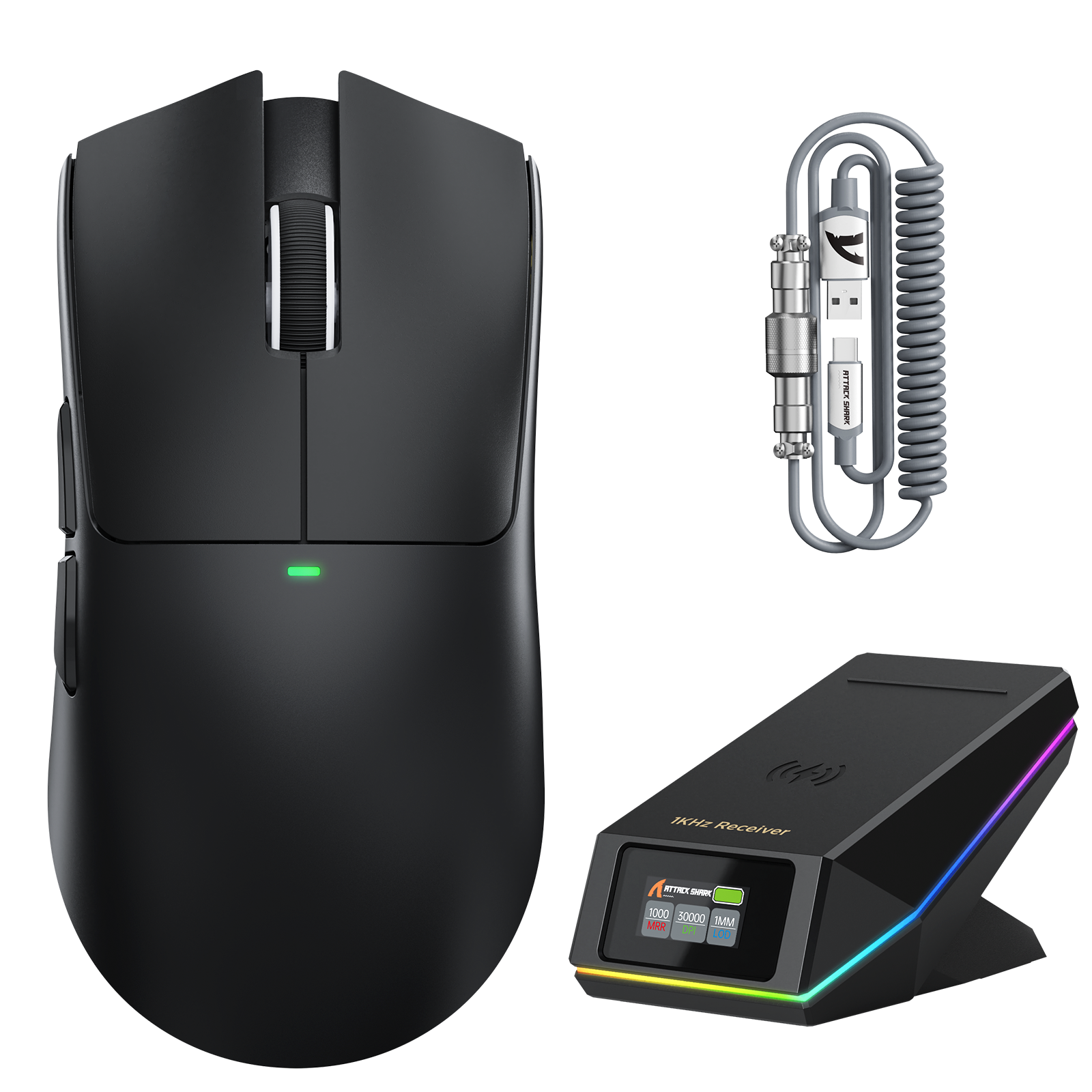 ATTACK SHARK X11 PRO V2 Wireless Gaming Mouse with TFT Display Charging Dock with C06 Coiled Cable