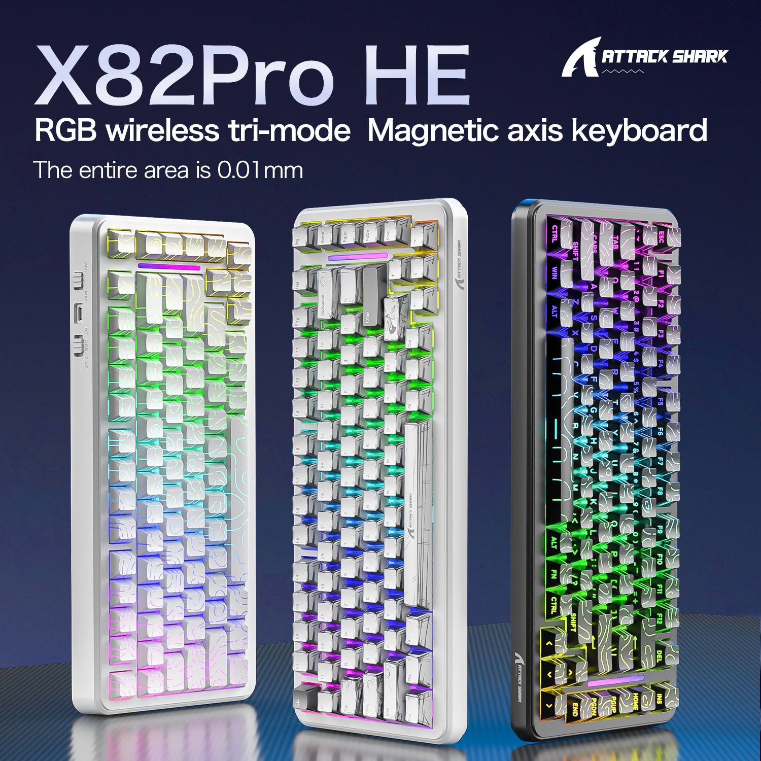ATTACK SHARK X82PRO HE Wireless Rapid Trigger Gaming Keyboard Magnetic Switch