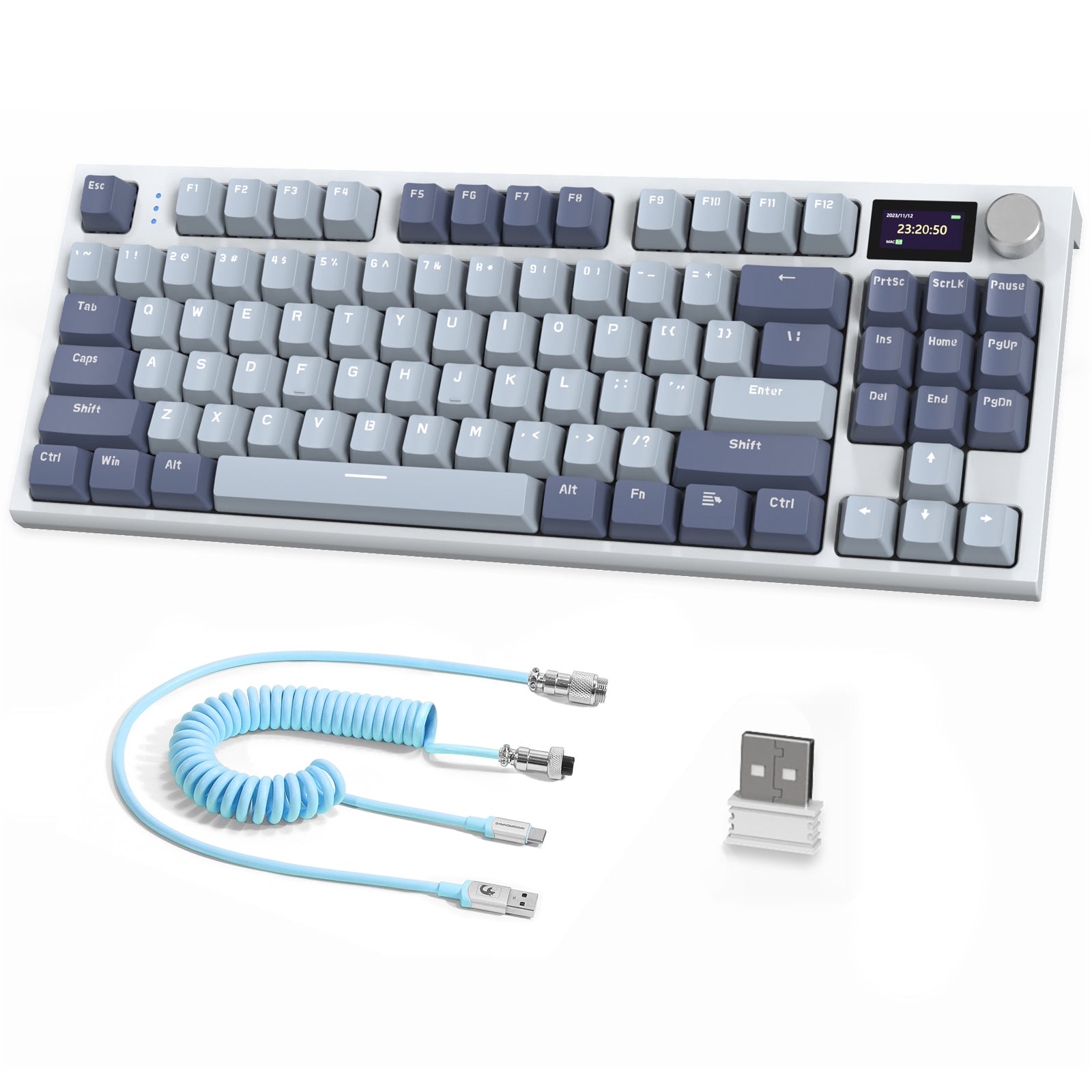 K86PRO wireless mechanical keyboard with RGB lighting and detachable coiled cable