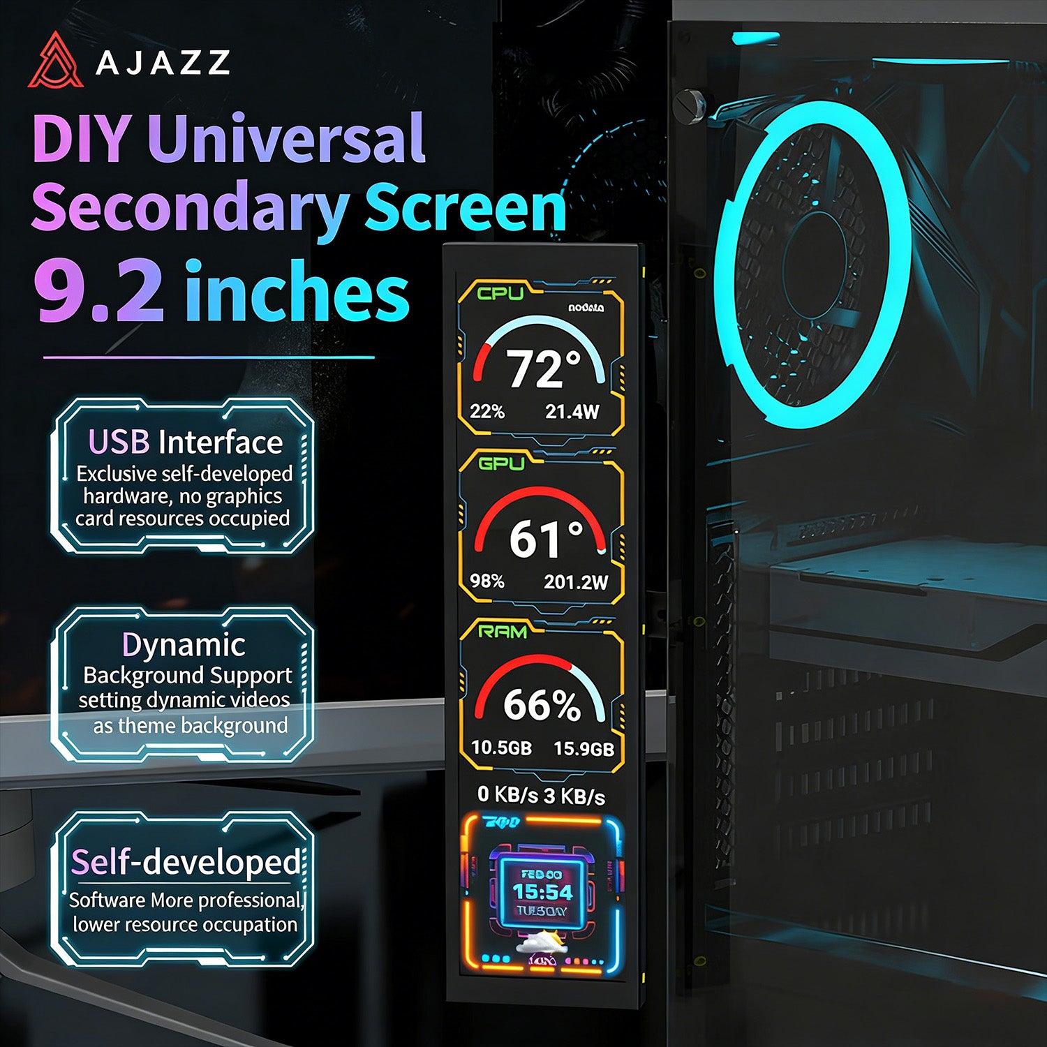 ATTACK SHARK x AJAZZ 9.2インチIPS 液晶モニター