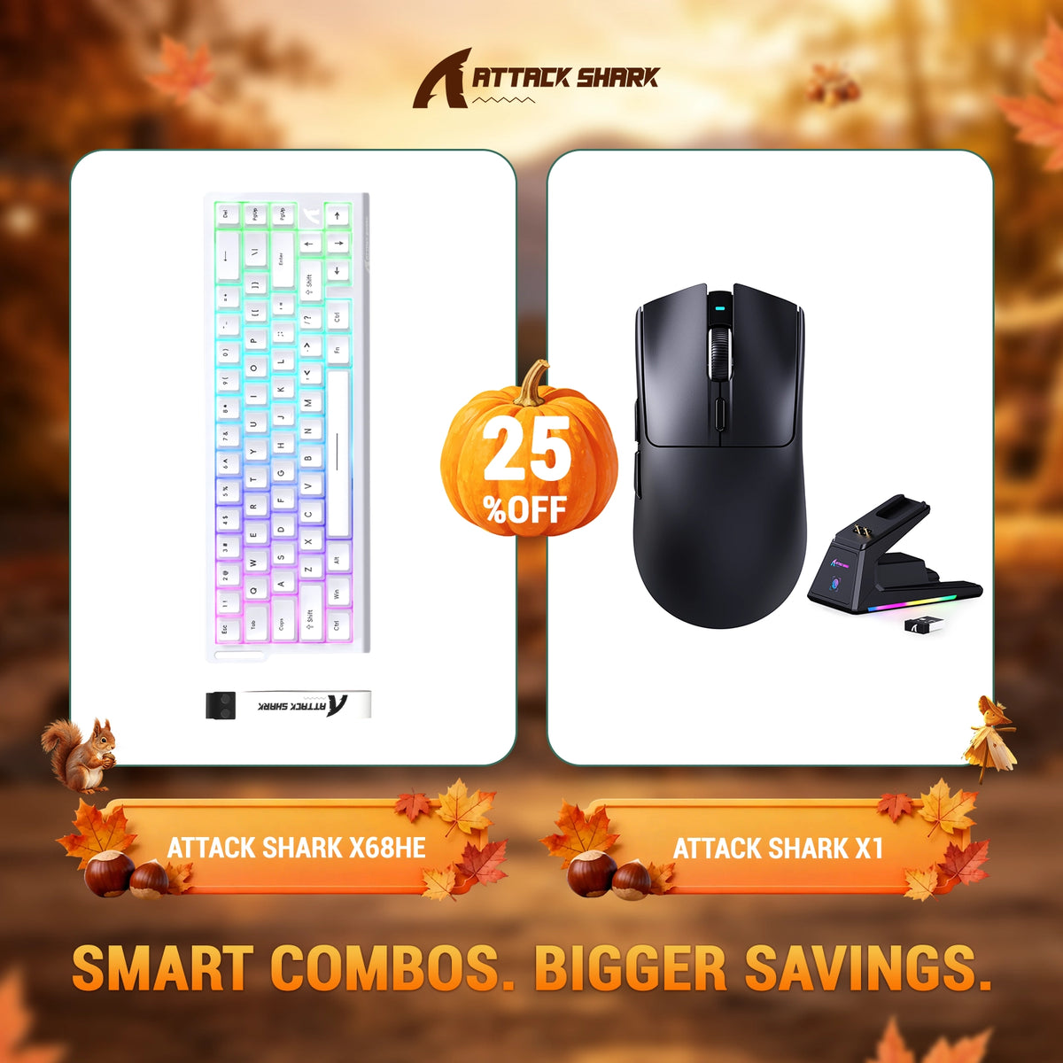 ATTACK SHARK X68HE Tastiera Rapid Trigger + Mouse da Gaming Wireless X1 Bundle
