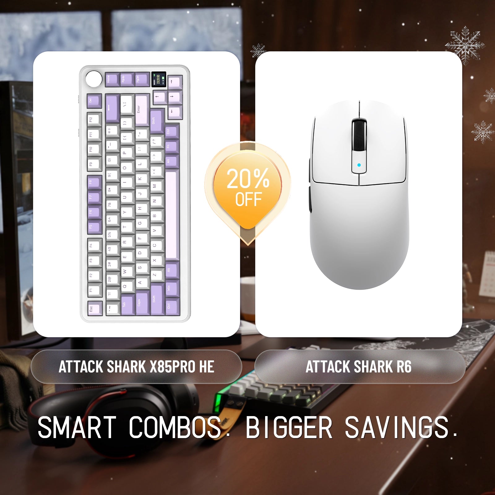 Pack clavier mécanique trimode ATTACK SHARK X85PRO + souris de jeu sans fil R6