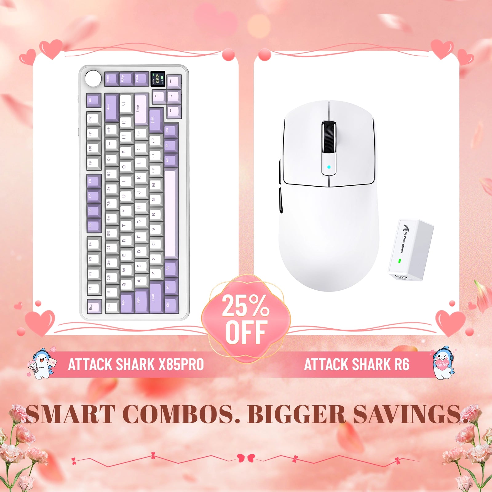 ATTACK SHARK X85PRO Tri-mode Gasket Mechanical Keyboard + R6 Wireless Gaming Mouse Bundle