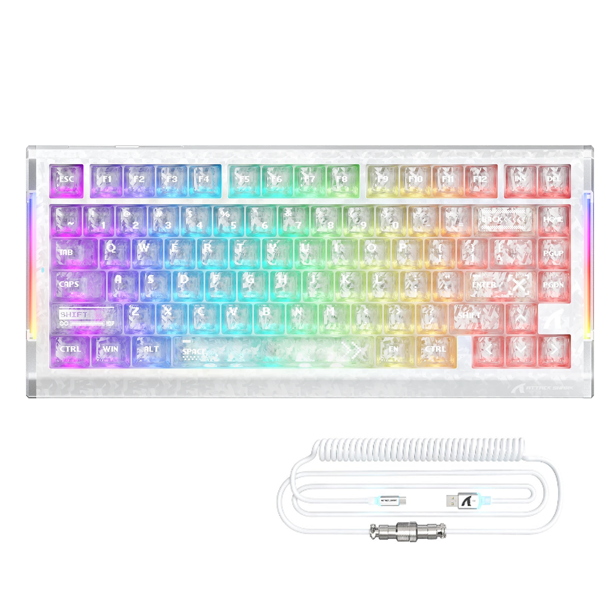 ATTACK SHARK R86 HE Carbon Fiber Wired Rapid Trigger Magnetic Switch Gaming Keyboard with C01 ULTRA RGB Coiled Cable