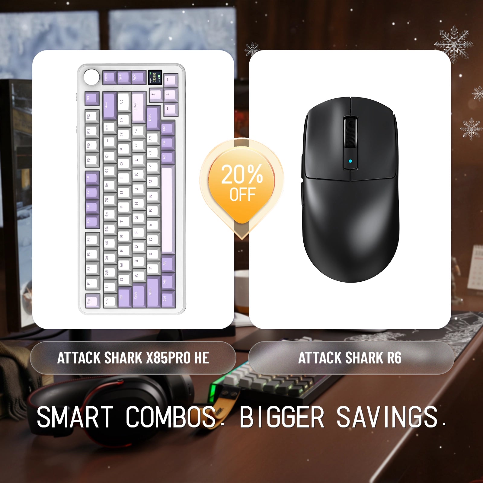 Pack clavier mécanique trimode ATTACK SHARK X85PRO + souris de jeu sans fil R6