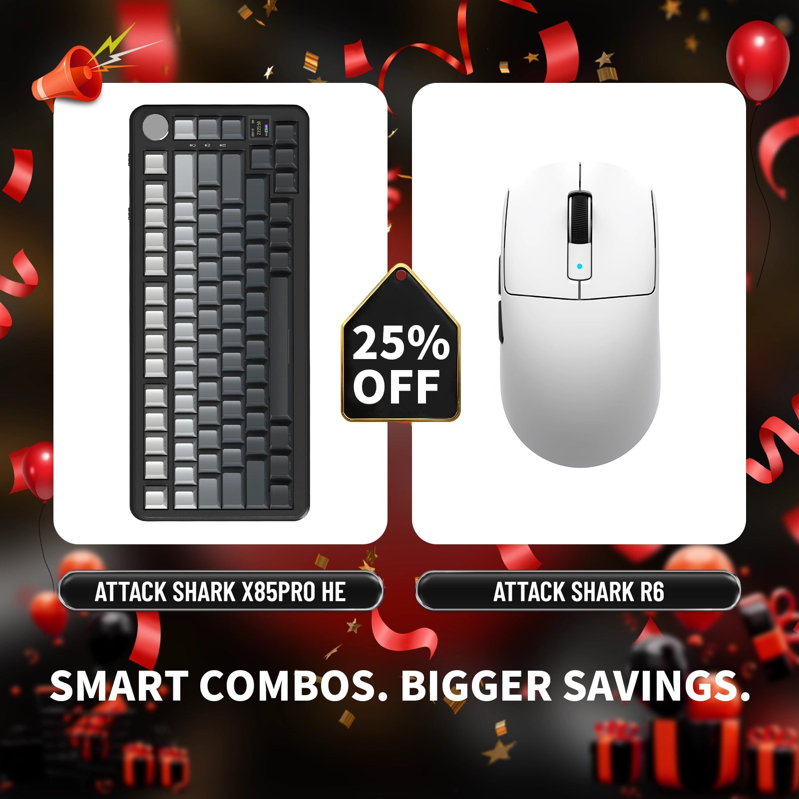 ATTACK SHARK X85PRO Tri-mode Gasket Mechanical Keyboard + R6 Wireless Gaming Mouse Bundle