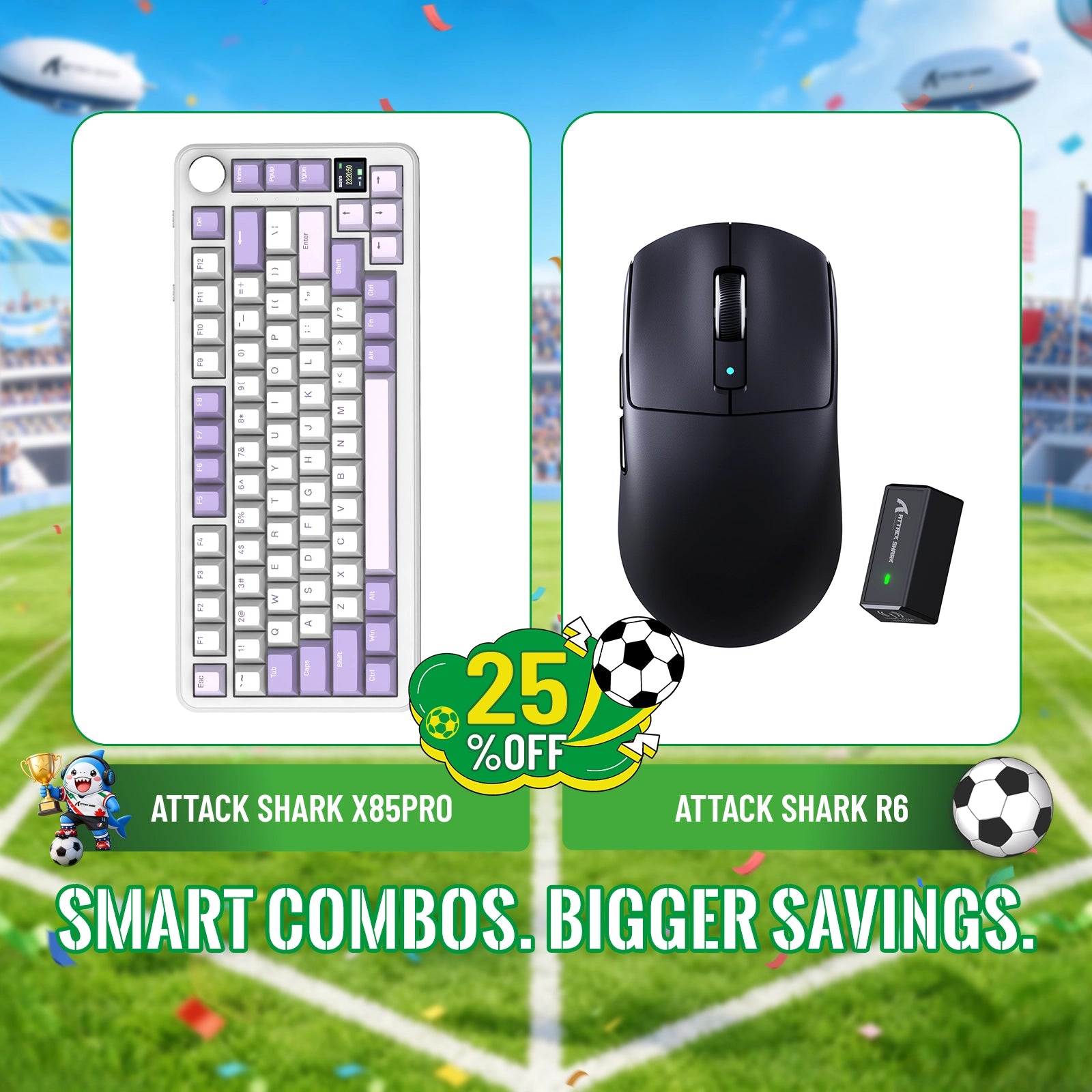 ATTACK SHARK X85PRO Tri-Modus Dichtung Mechanische Tastatur + R6 Kabellose Gaming-Maus Bundle