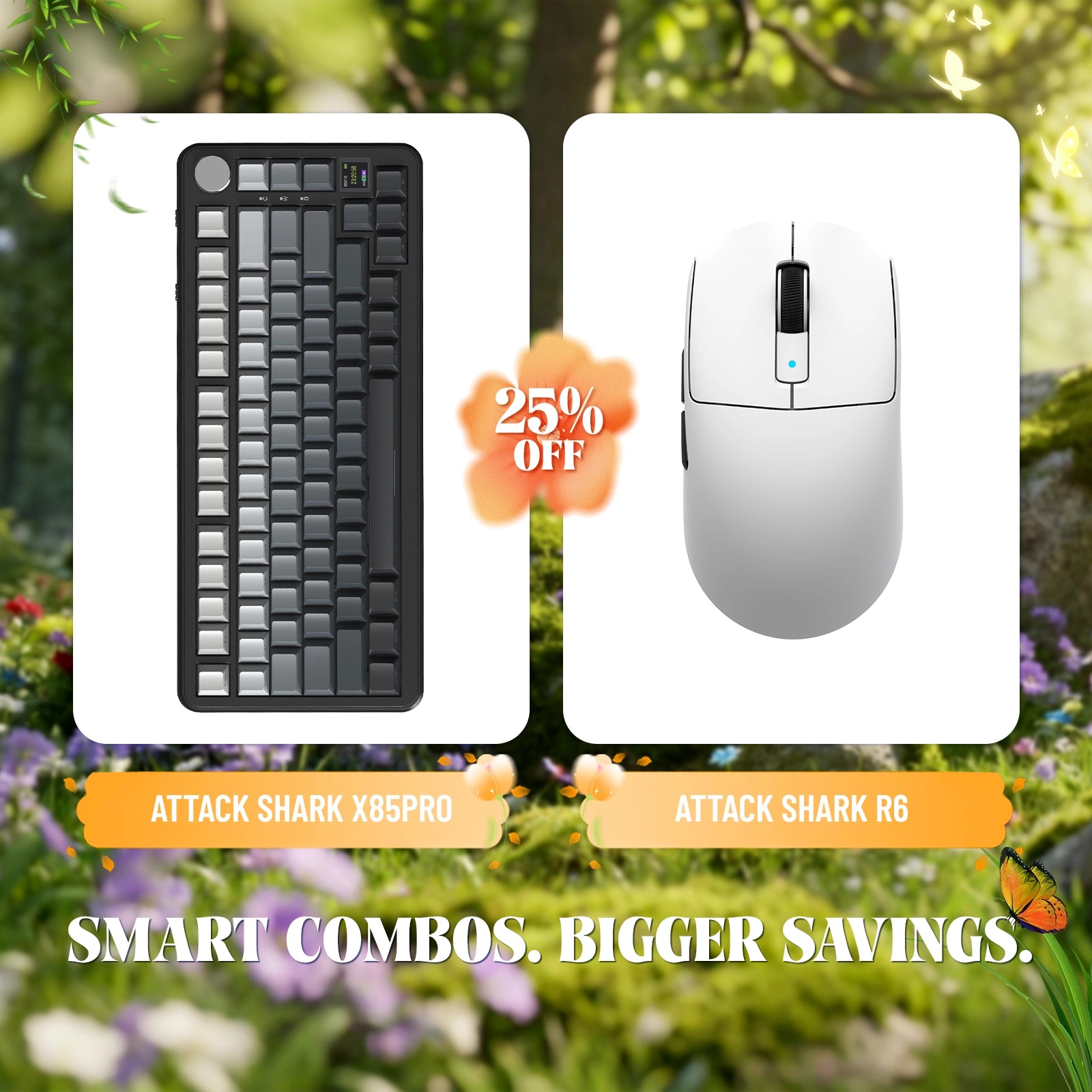 ATTACK SHARK X85PRO Tri-Mode Gasket Mechanische Tastatur + R6 Kabellose Gaming-Maus im Bundle