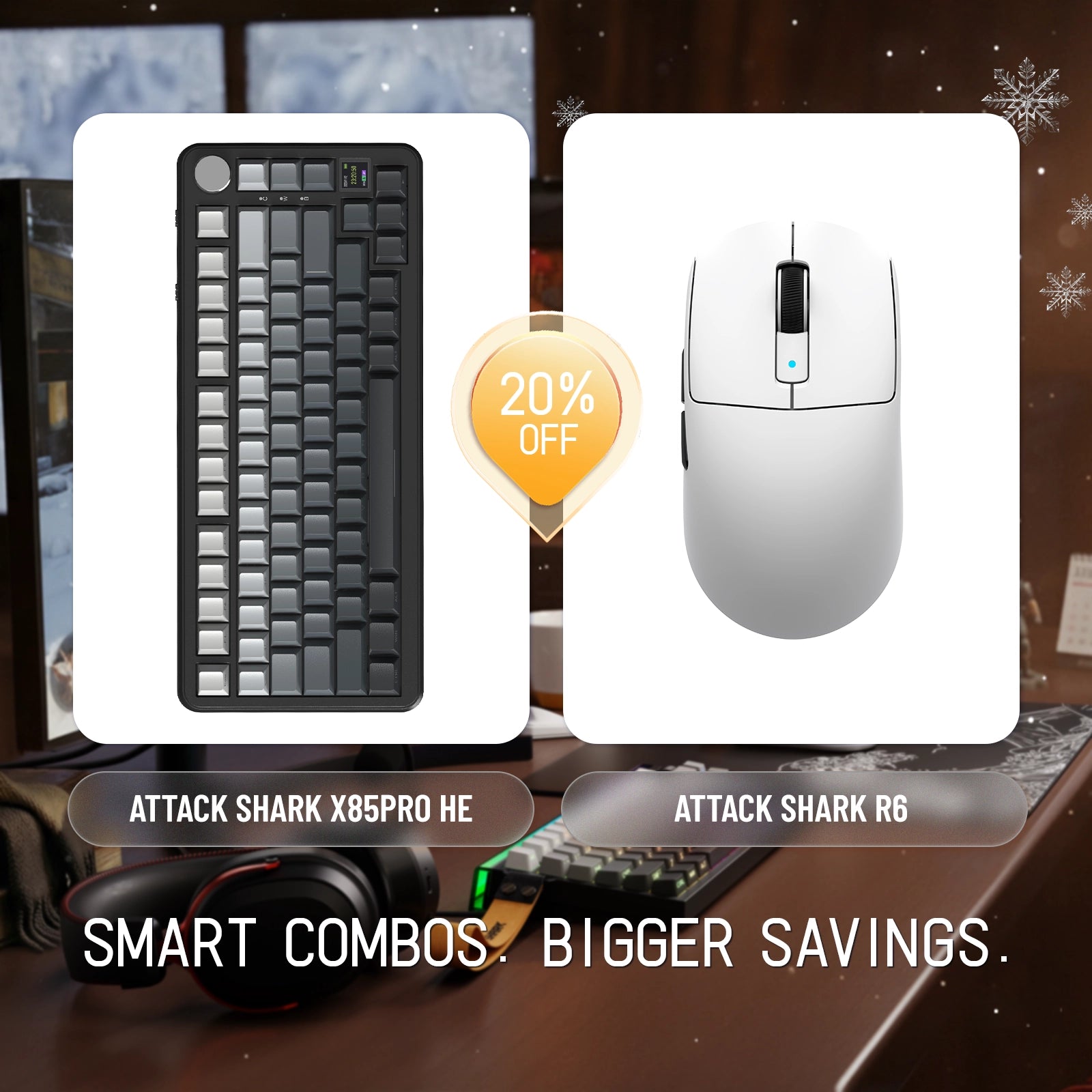 Pack clavier mécanique trimode ATTACK SHARK X85PRO + souris de jeu sans fil R6