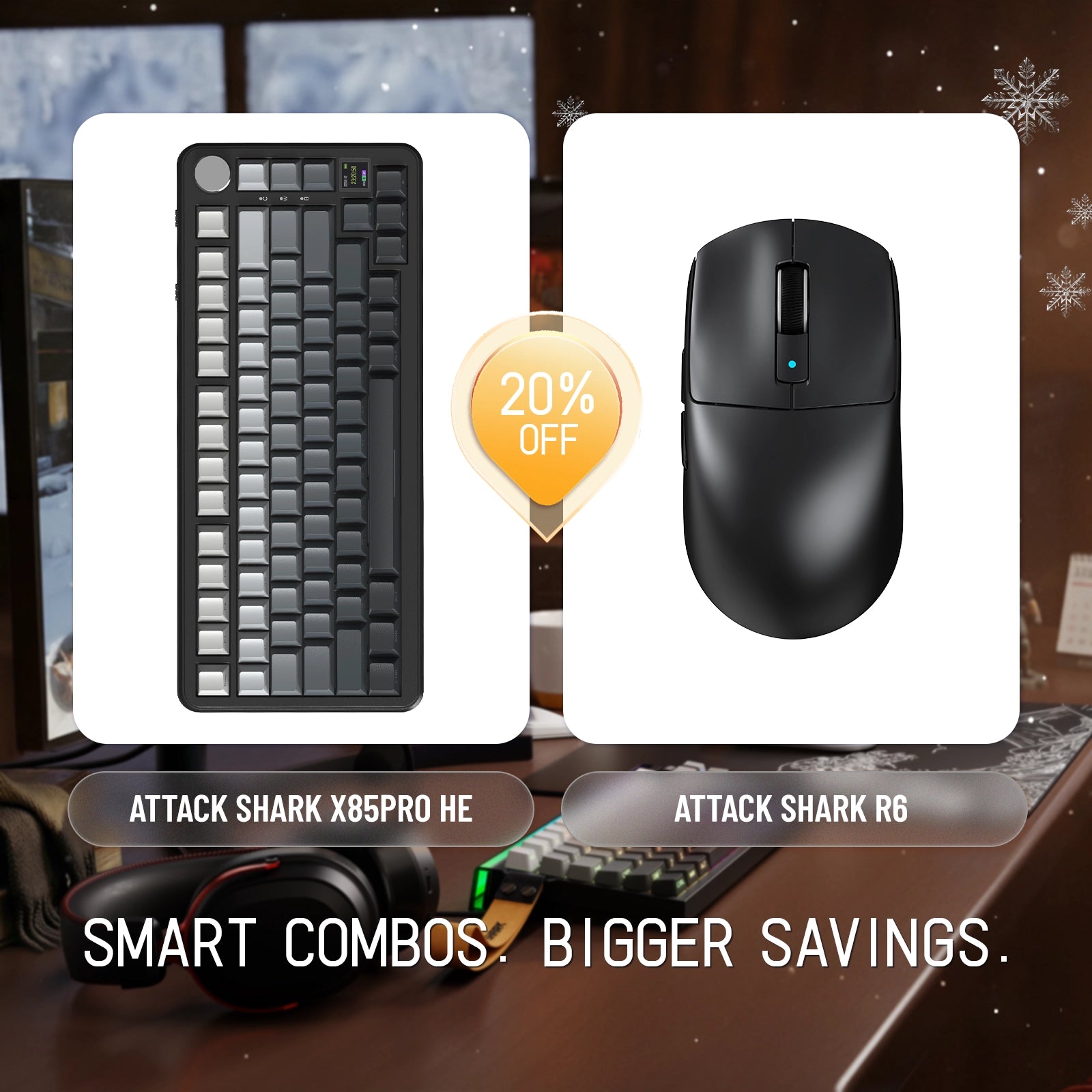 Pack clavier mécanique trimode ATTACK SHARK X85PRO + souris de jeu sans fil R6