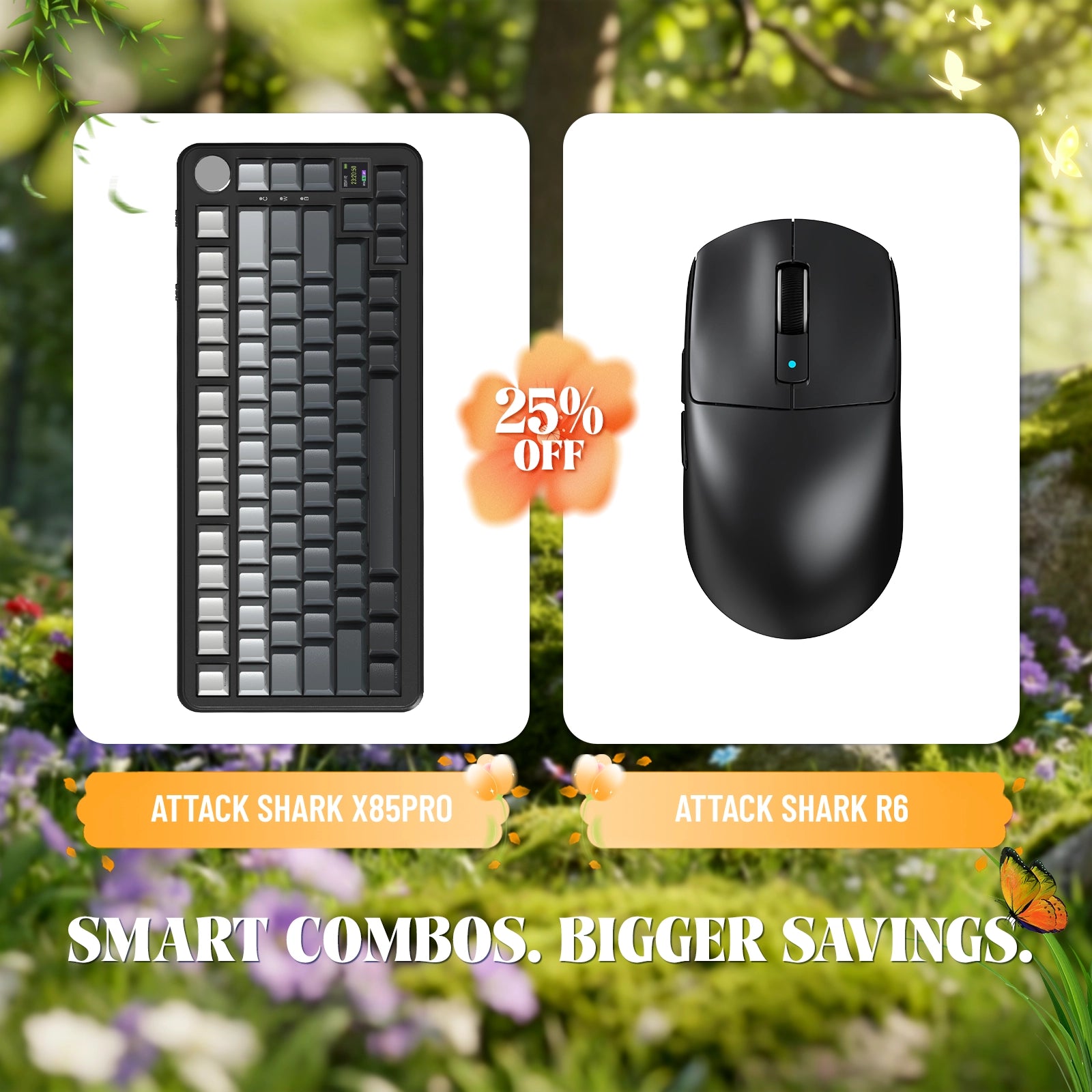 ATTACK SHARK X85PRO Tri-Mode Gasket Mechanische Tastatur + R6 Kabellose Gaming-Maus im Bundle