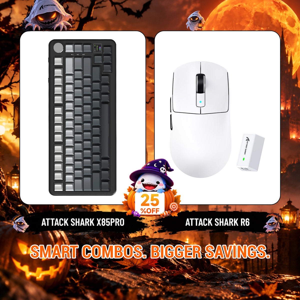 ATTACK SHARK X85 PRO Tri-mode Gasket Mechanical Keyboard + R6 Wireless Gaming Mouse Bundle