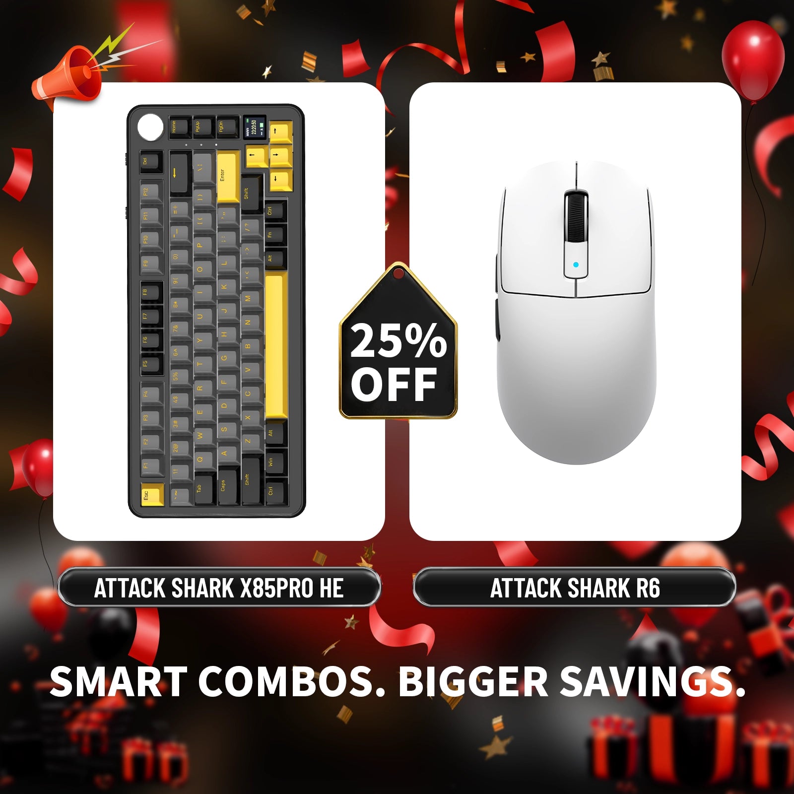 ATTACK SHARK X85PRO Tri-mode Gasket Mechanical Keyboard + R6 Wireless Gaming Mouse Bundle